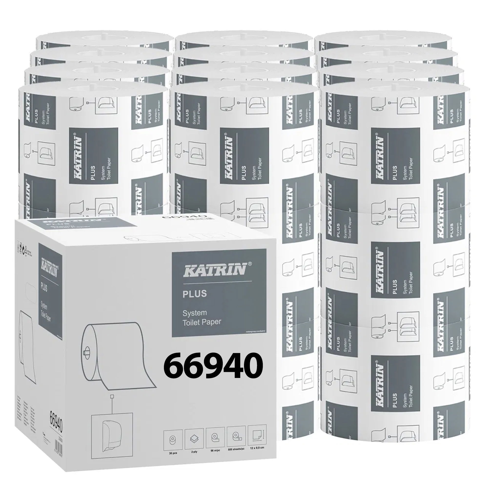 Toilettenpapier System-Rolle | 2-lagig | Zellstoff | 800 Blatt | Katrin Plus