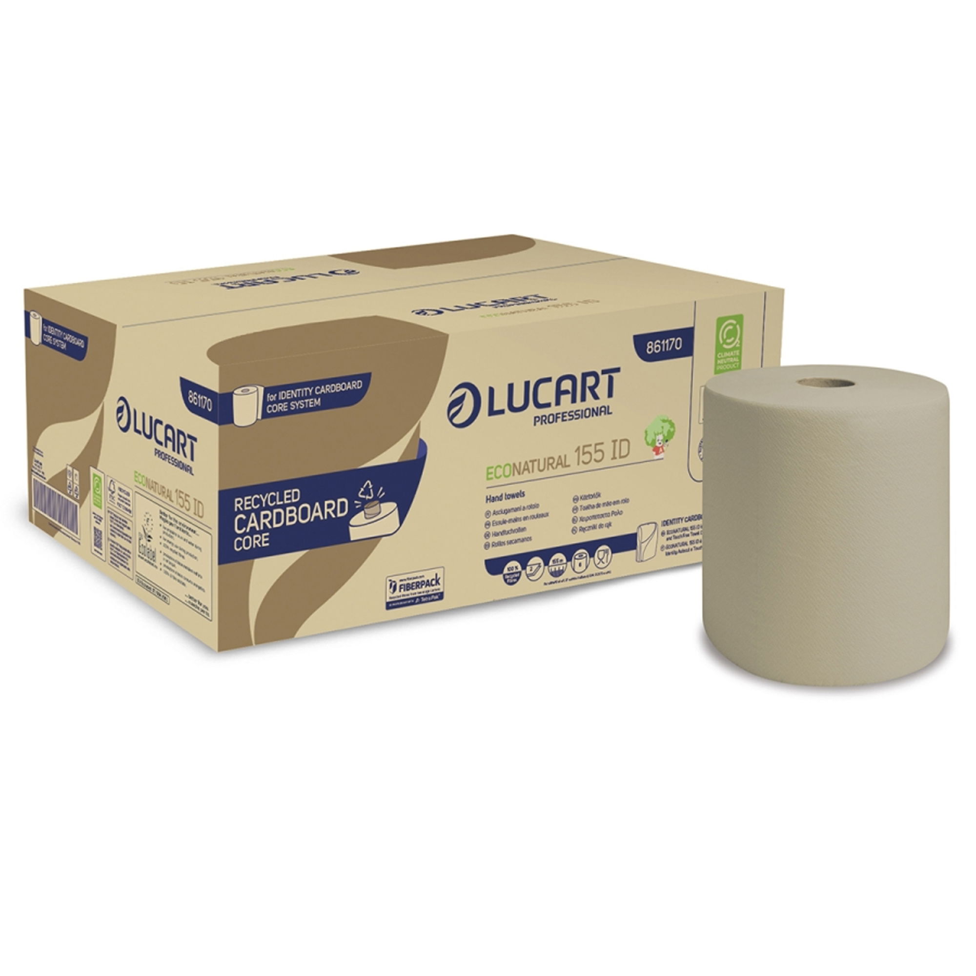 Rotolo di carta asciugamani | 155 m | 2 veli | riciclato | Lucart EcoNatural 155 ID