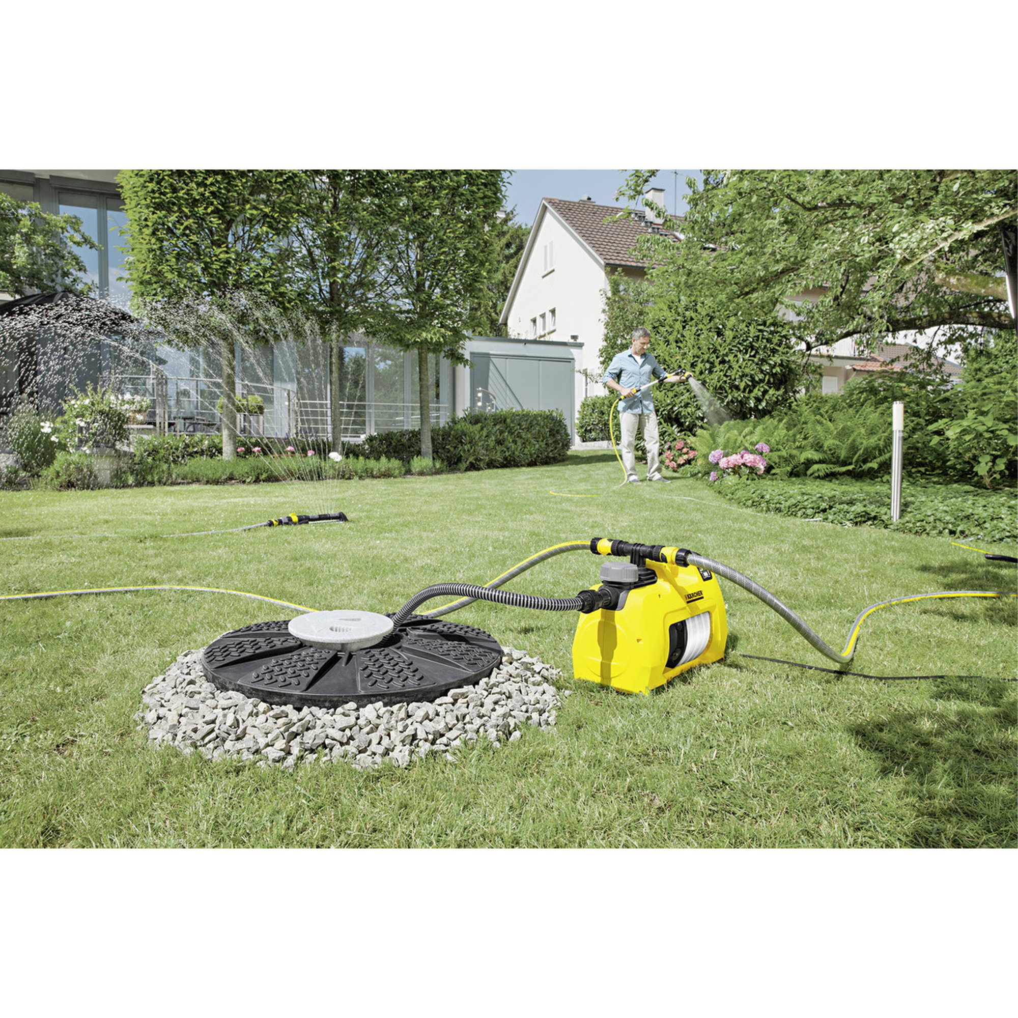 Rasenbewässerung, Bewässerungspumpe, Garten, Schlauchsystem, Gartenwerkzeug