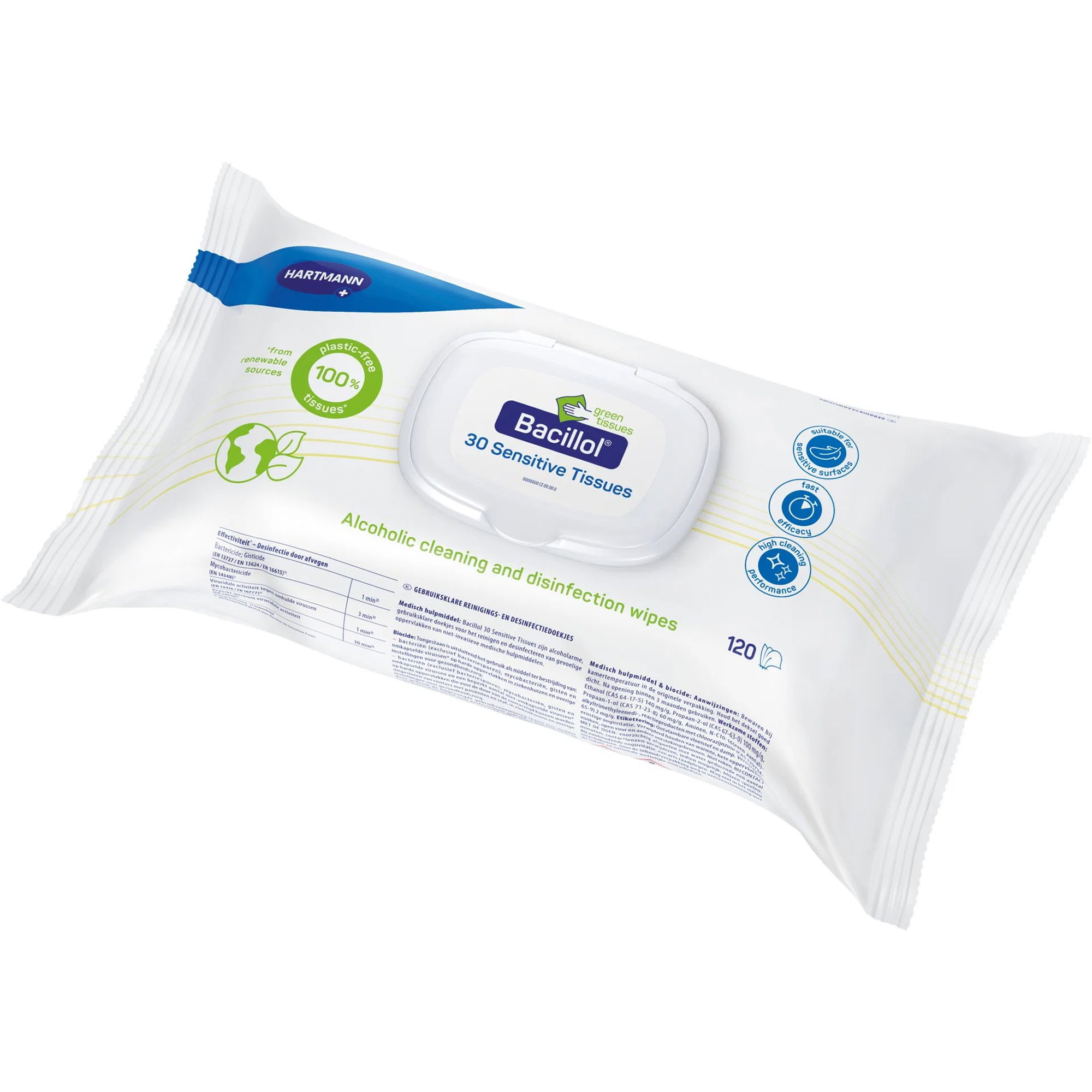 Desinfektionstücher | Hartmann Bacillol 30 Sensitive Green Tissues