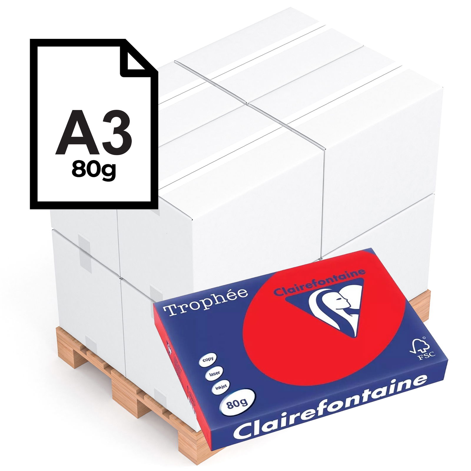 Copy paper Trophée Clairefontaine | A3 | 80 g | quarter pallet