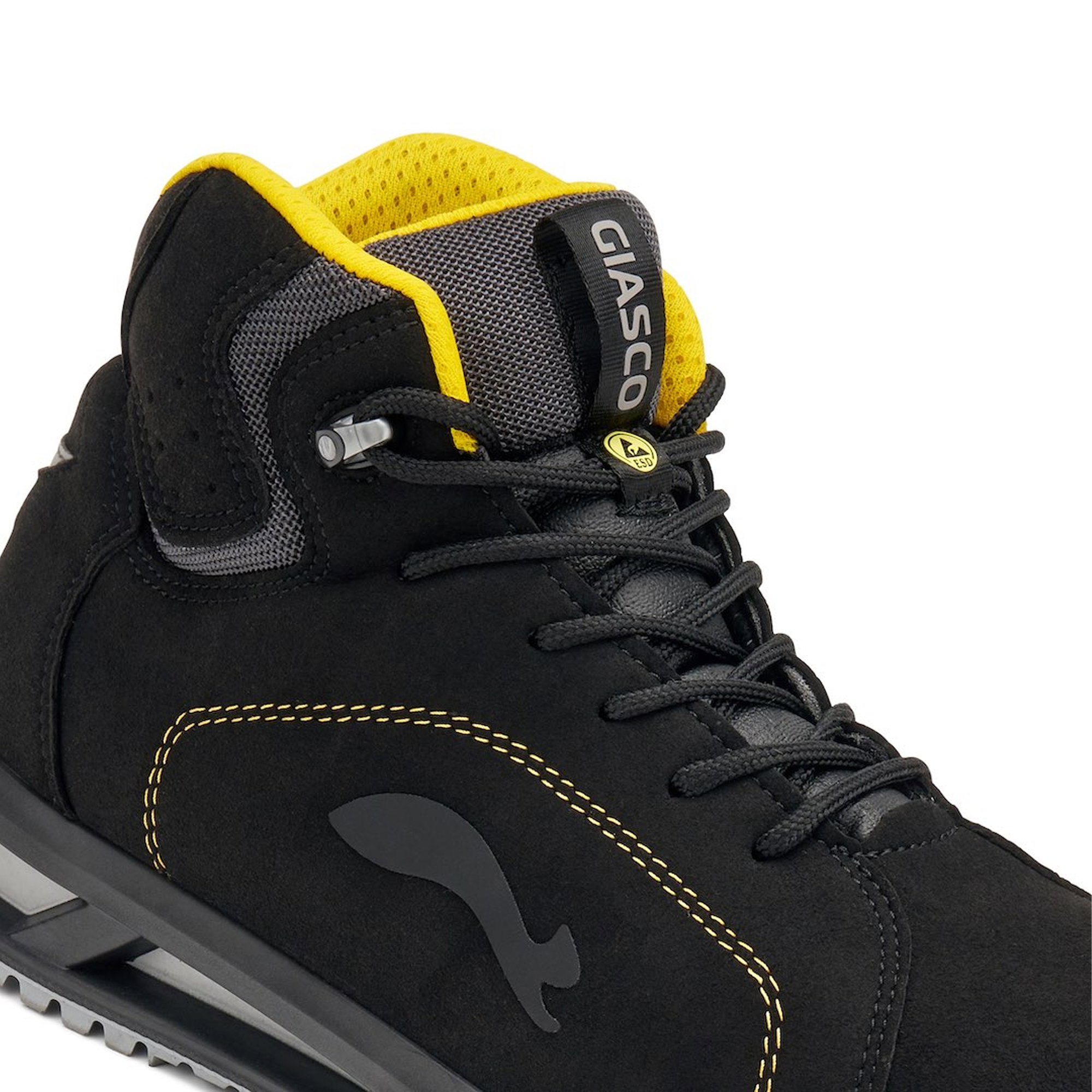 Sneaker, High-top, Schwarz, Gelb Innenfutter, Perforierte Knöchelunterstützung