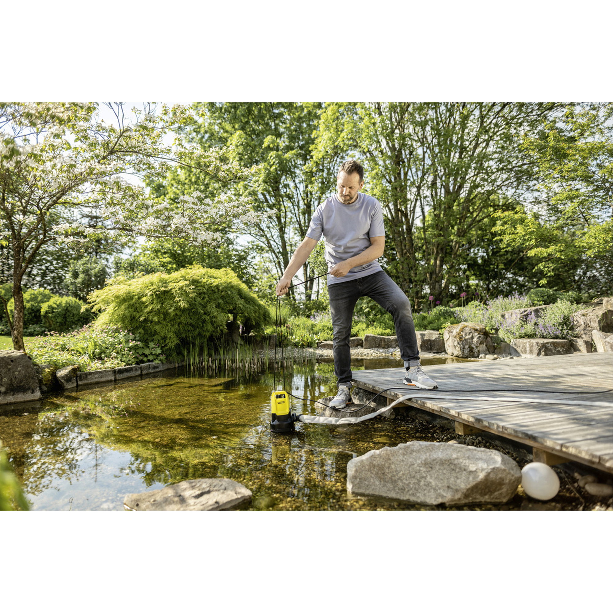 Gartenwerkzeug, Wasserpumpe, Teichpflege, Schlauch, Bohr?