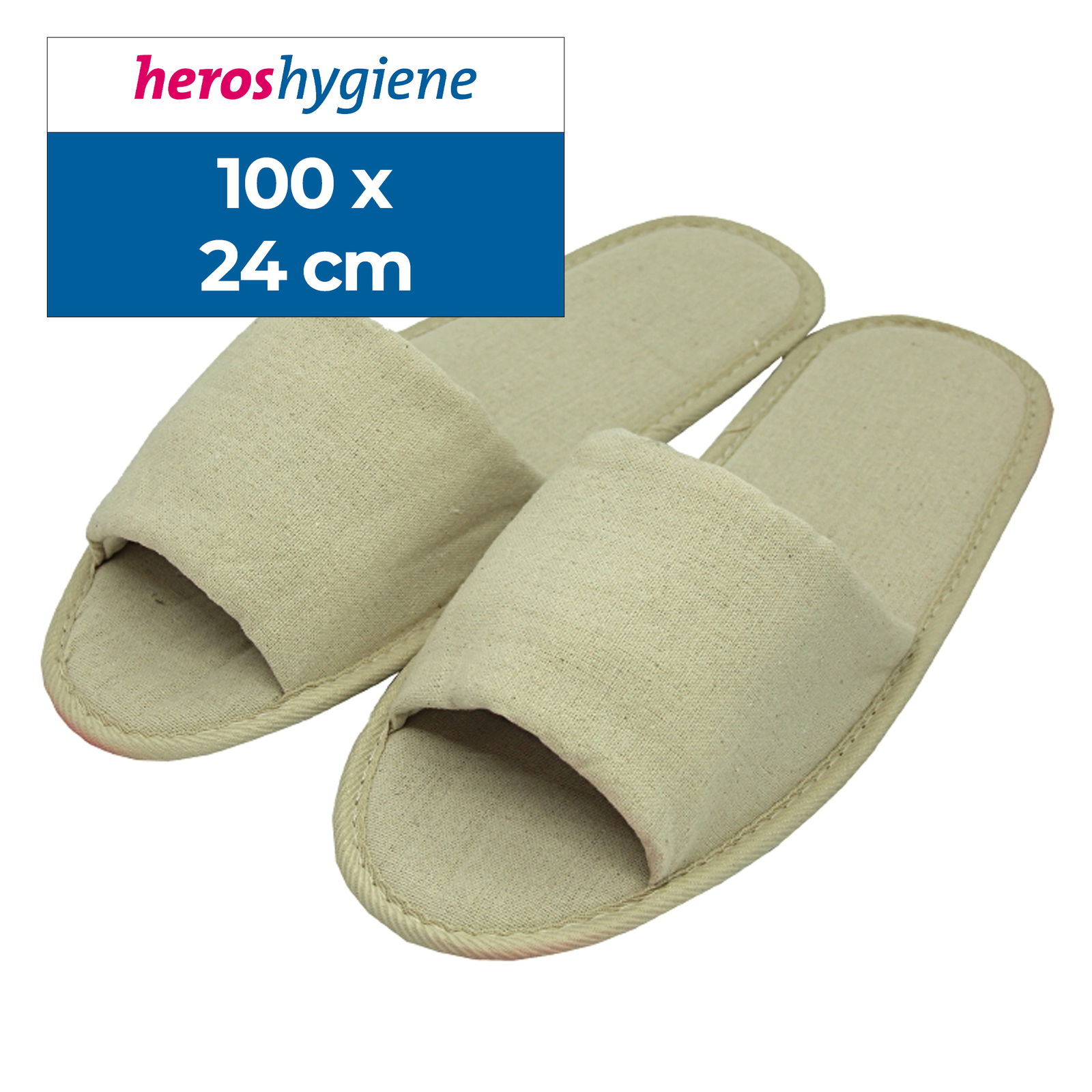 Ciabatte da hotel in cotone beige aperte 24 cm
