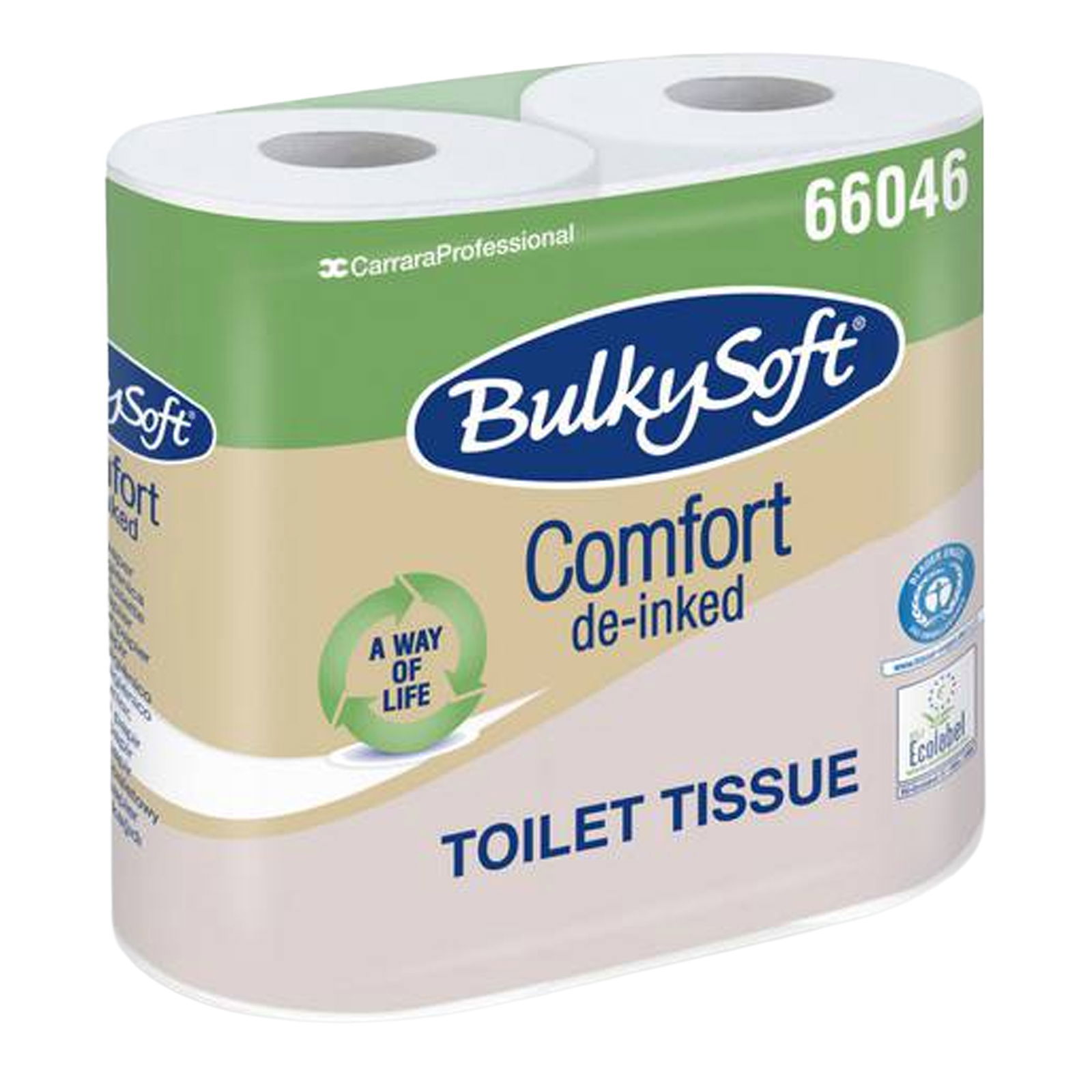 BulkySoft Comfort 66046 Toilet Paper Small Rolls 2-Ply 400 Sheets Recycled