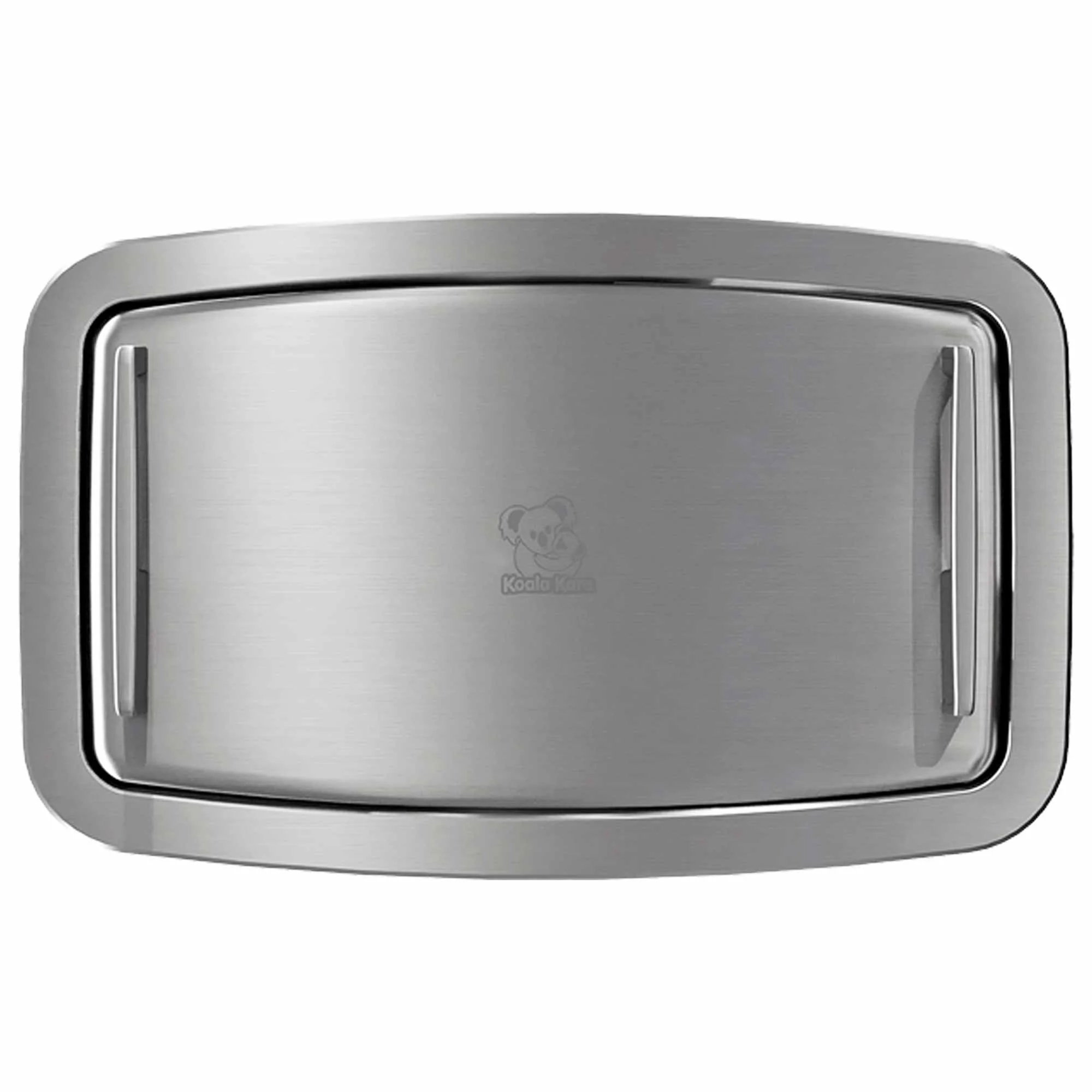 gebürstetes Metall, Metallplatte, rechteckige Schale, Edelstahl, Griffe seitlich