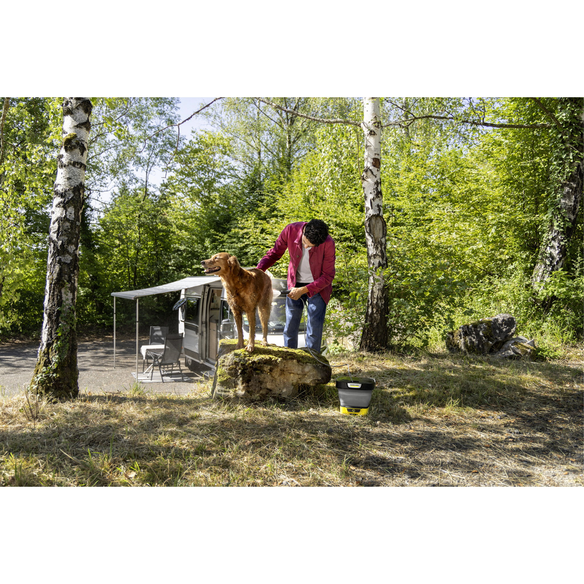 Hund, Hundehalter, Camping, Natur, Ausrüstung