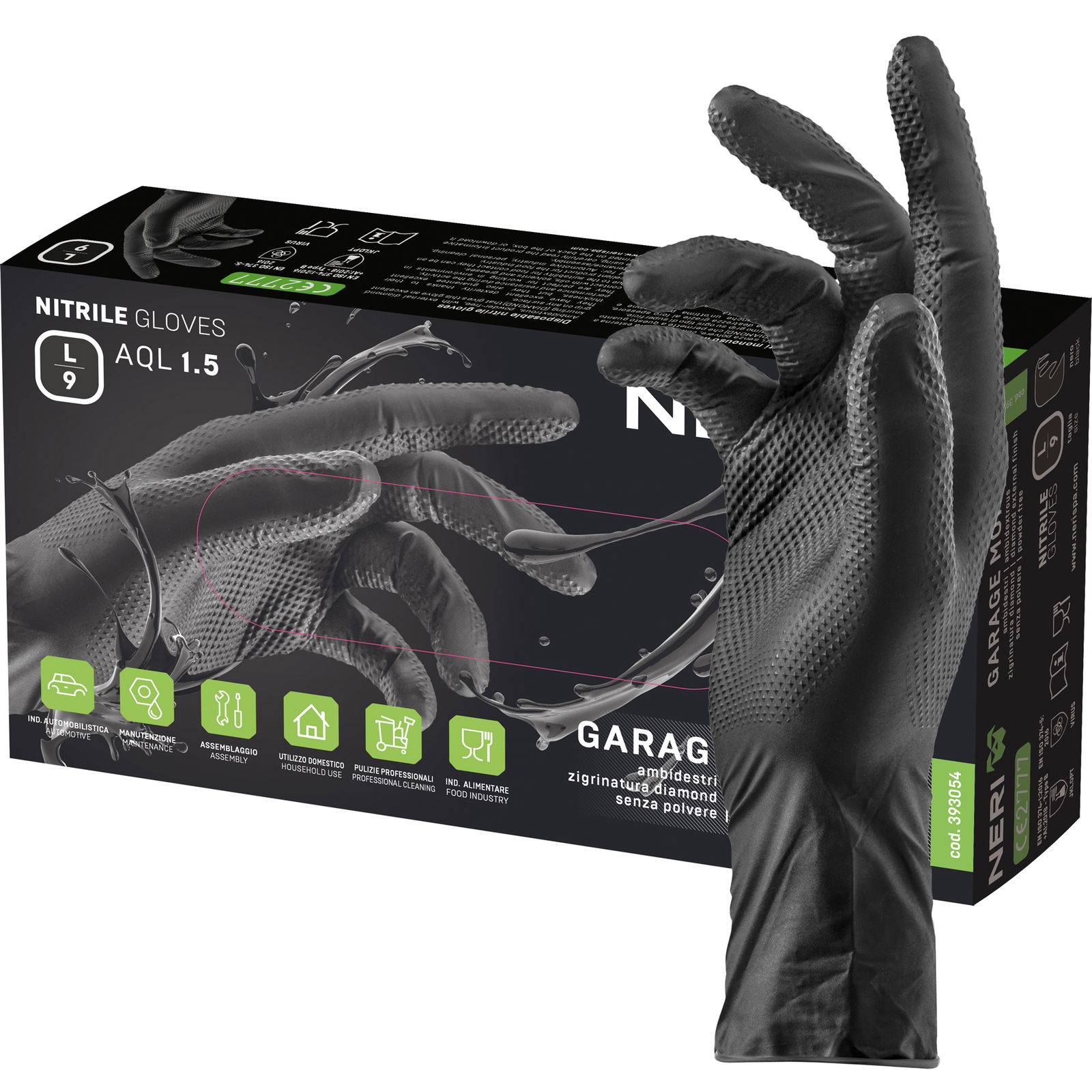 Gants jetables en nitrile | NERI GARAGE MONKEY | noir