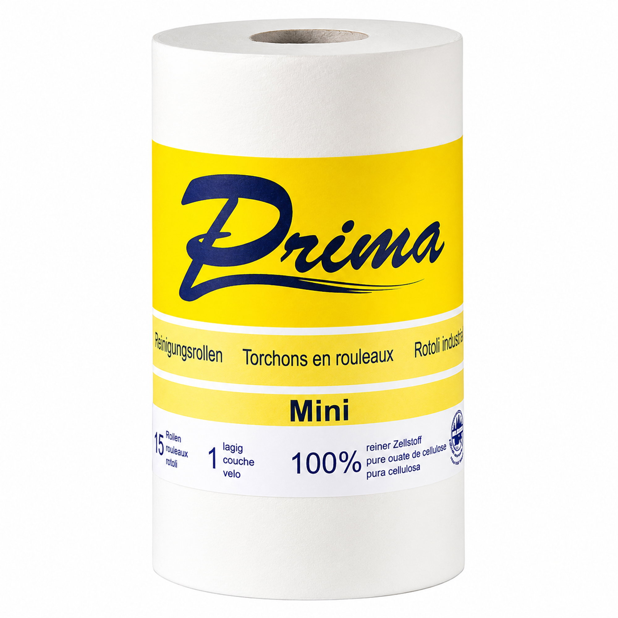 Küche, Toilettenpapier?, Tuchrolle?, Reinigungsrollen, Cellulose, Mini Rolle, 100% Zellstoff, Gelb Blau Logo