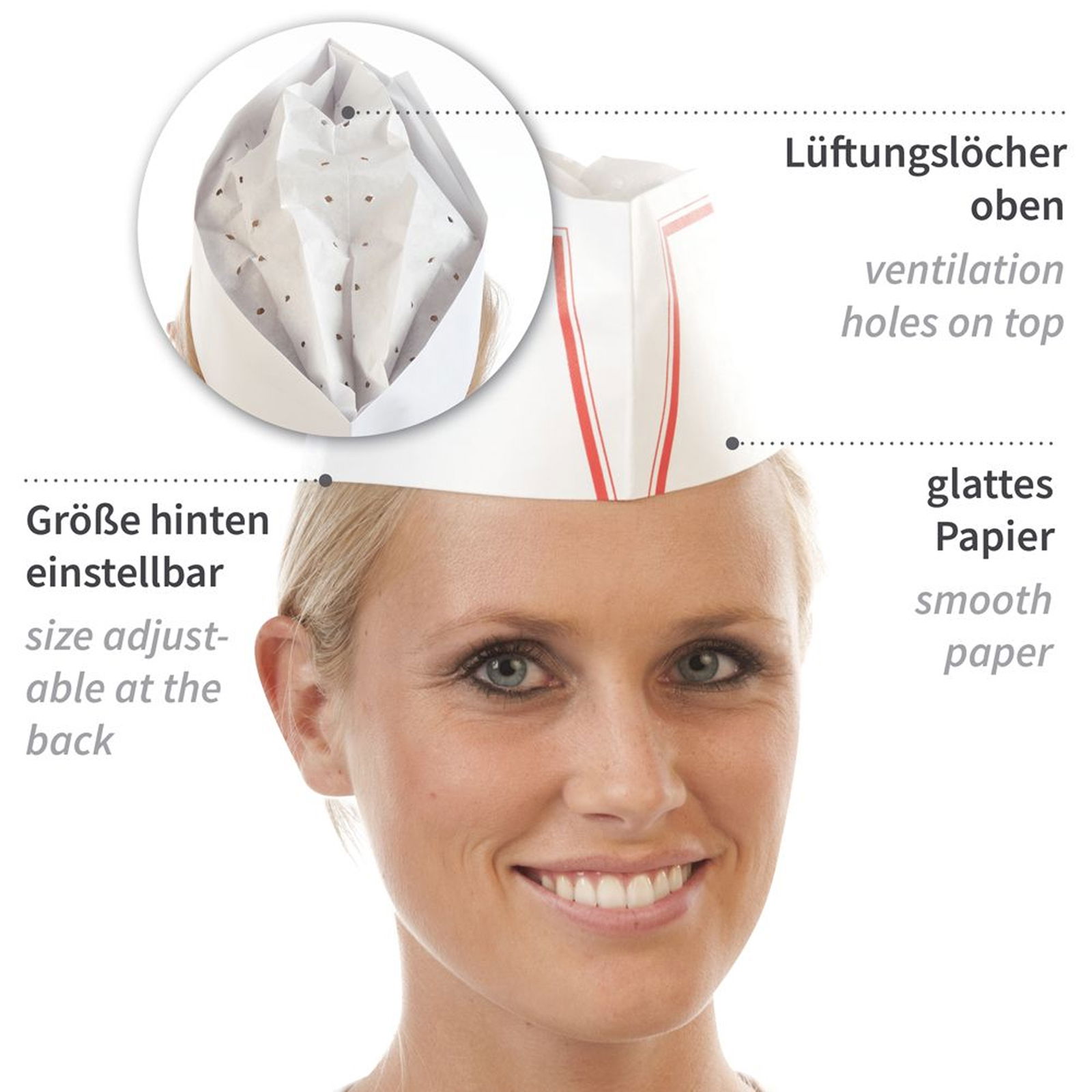 Schiffchen Mütze weiss-rot Papier