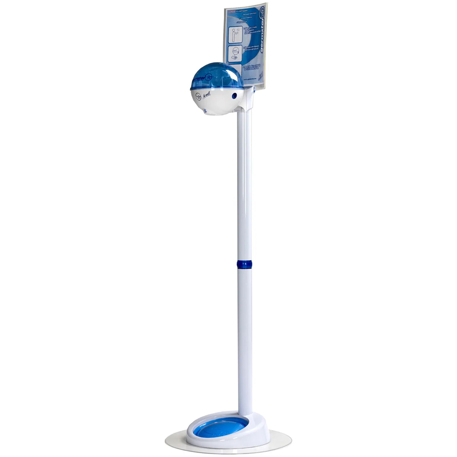 Germstar G1 Desinfektionssäule mit G1 Desinfektionsspender blau-weiss