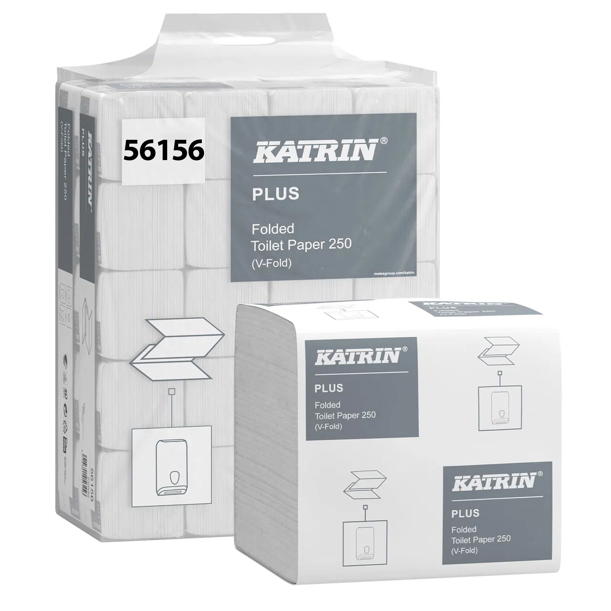 Toilettenpapier Einzelblatt | 2-lagig | Zellstoff | 250 Blatt | Katrin Plus
