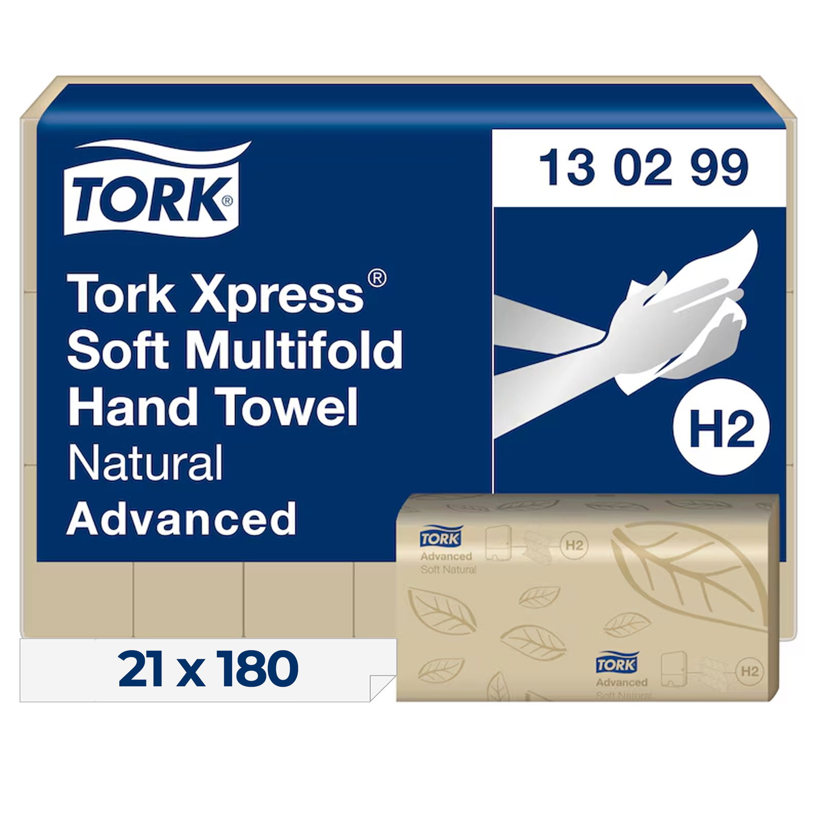 Essuie-mains pliés enchevêtrés Tork 130299 H2 Xpress doux naturels