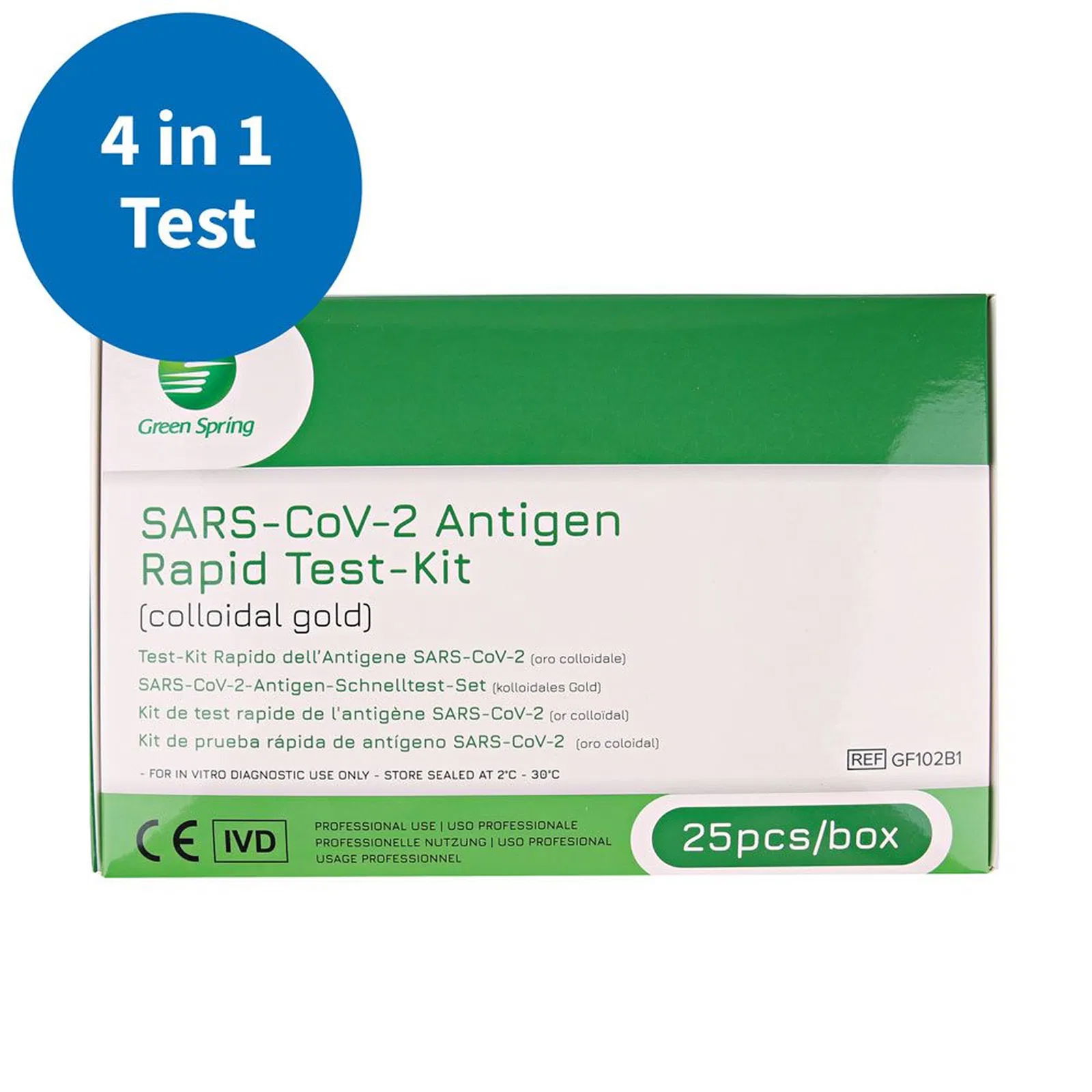 Corona 4-in-1 Rapid Test Green Spring SARS-CoV-2 Antigen – 25 pieces