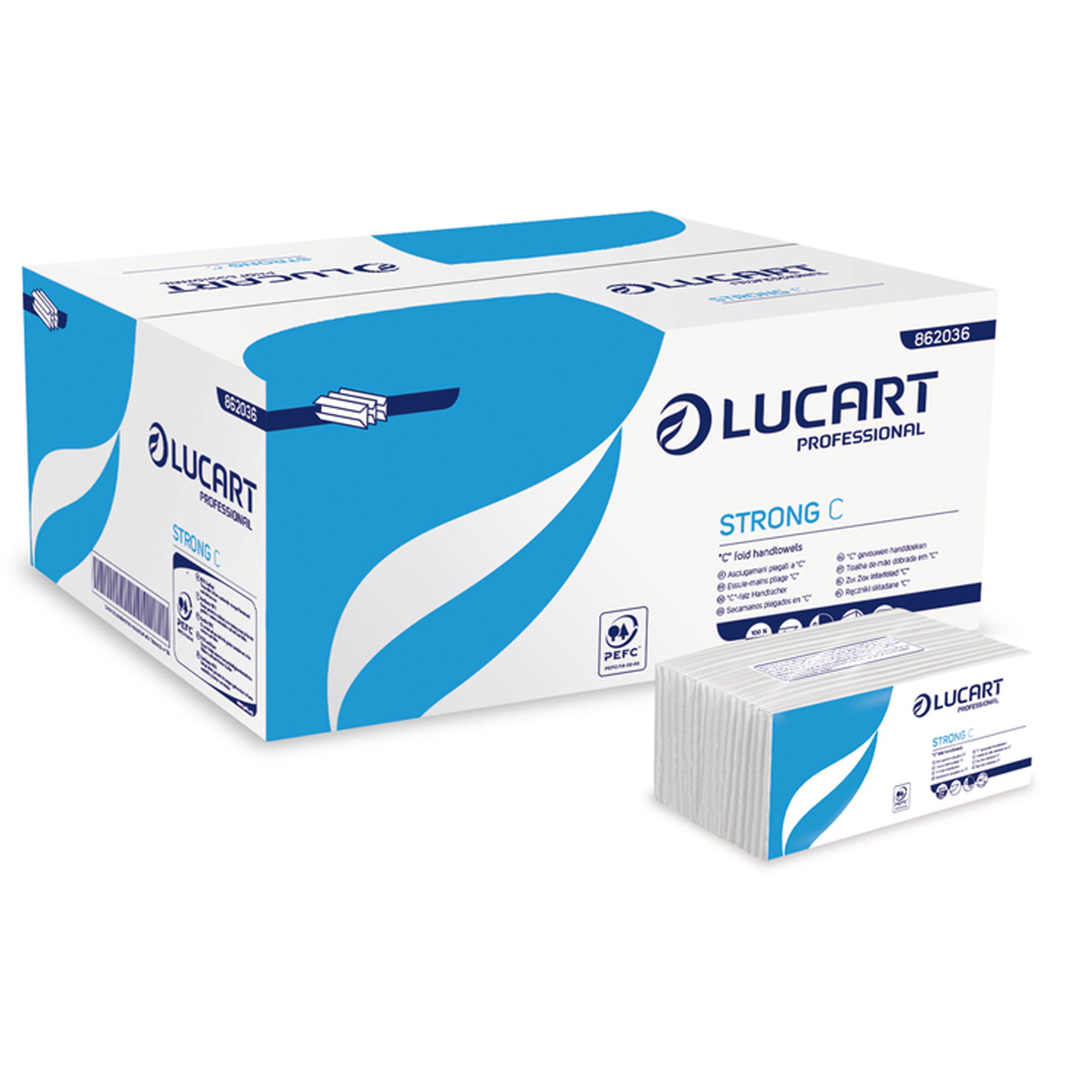 Asciugamani di carta con piega a C | 1 strato | Cellulosa | Lucart Professional Strong C