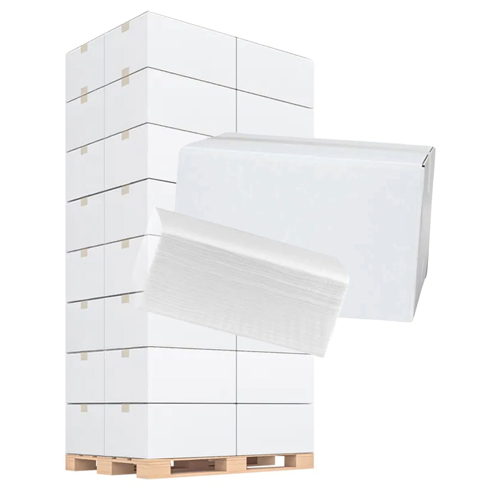 Palette essuie-mains en papier pliage V 2 plis ouate