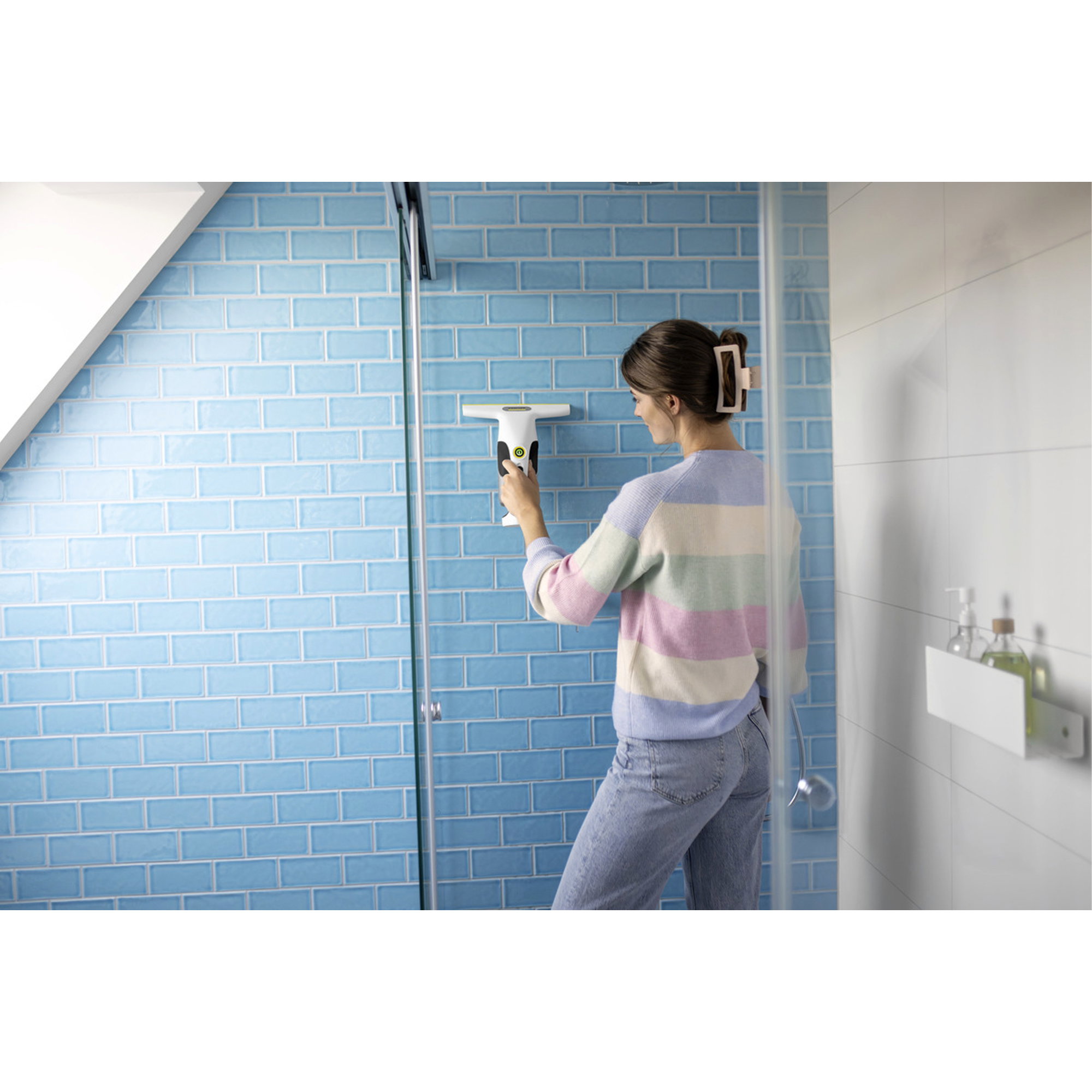 Dampfreiniger, Dampfreiniger-Handheld, Glasdusche, Blau fliesen, Haushaltsreiniger