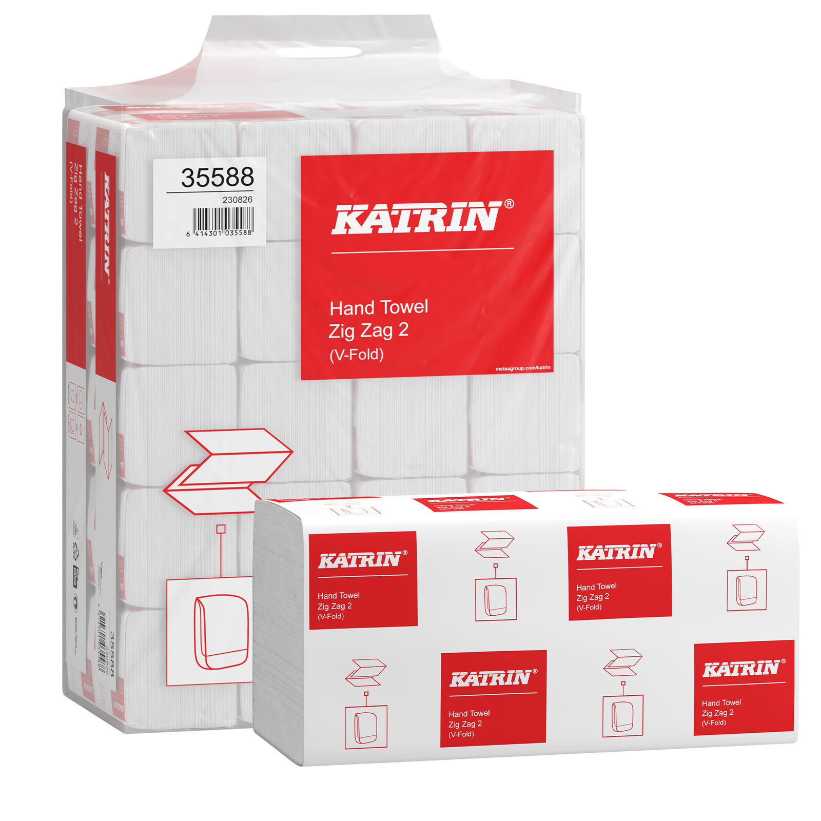 Asciugamani di carta piega a Z 2 veli in cellulosa KATRIN 35588