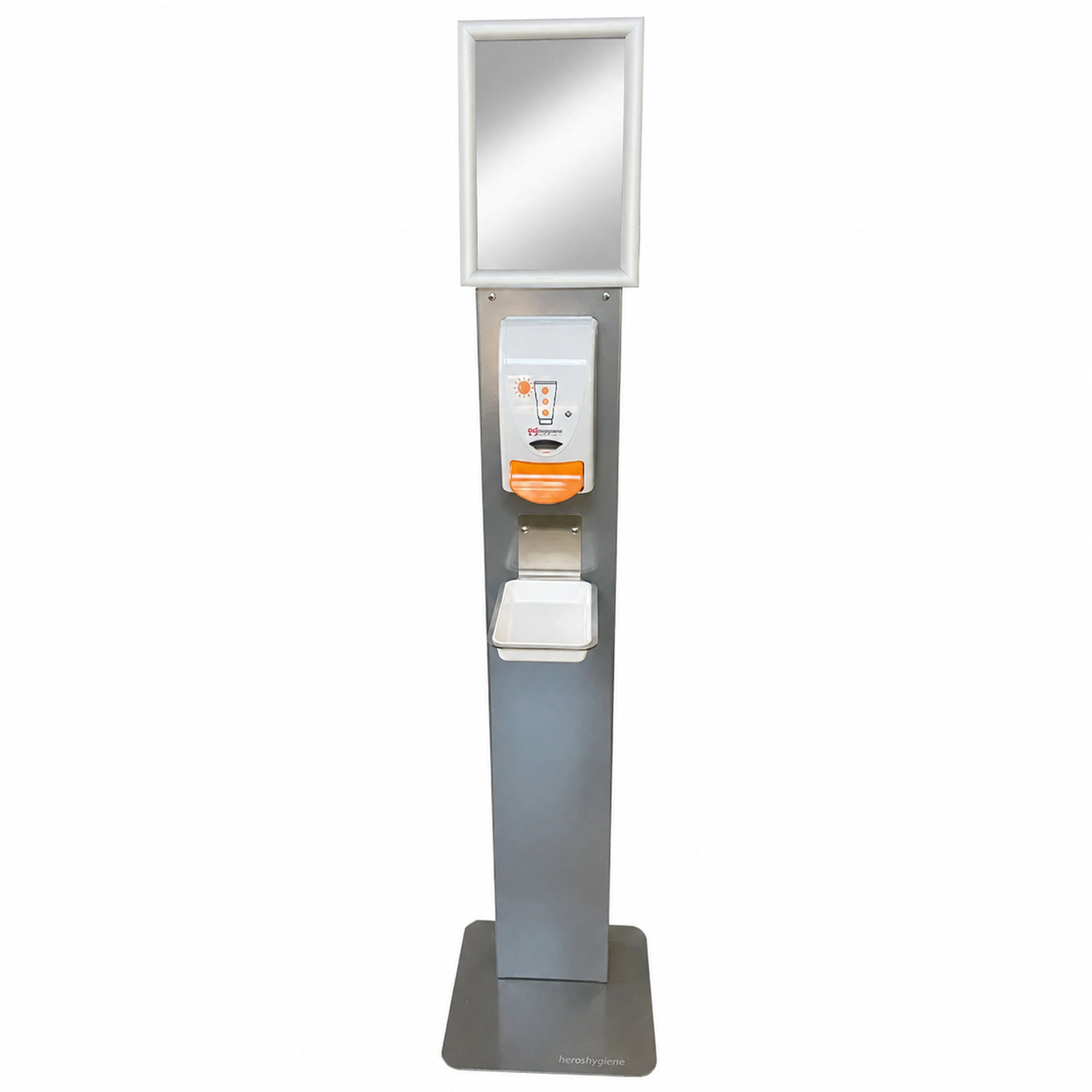 Desinfektionsspender, Hygienespender, Ständer, Metall, Weiß/Orange