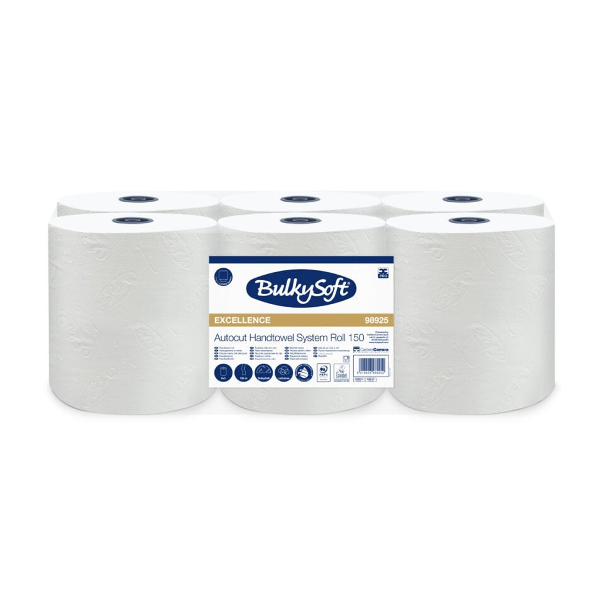 Papierhandtuchrollen | 150 m | 3-lagig | Zellstoff | BulkySoft 98925 Excellence