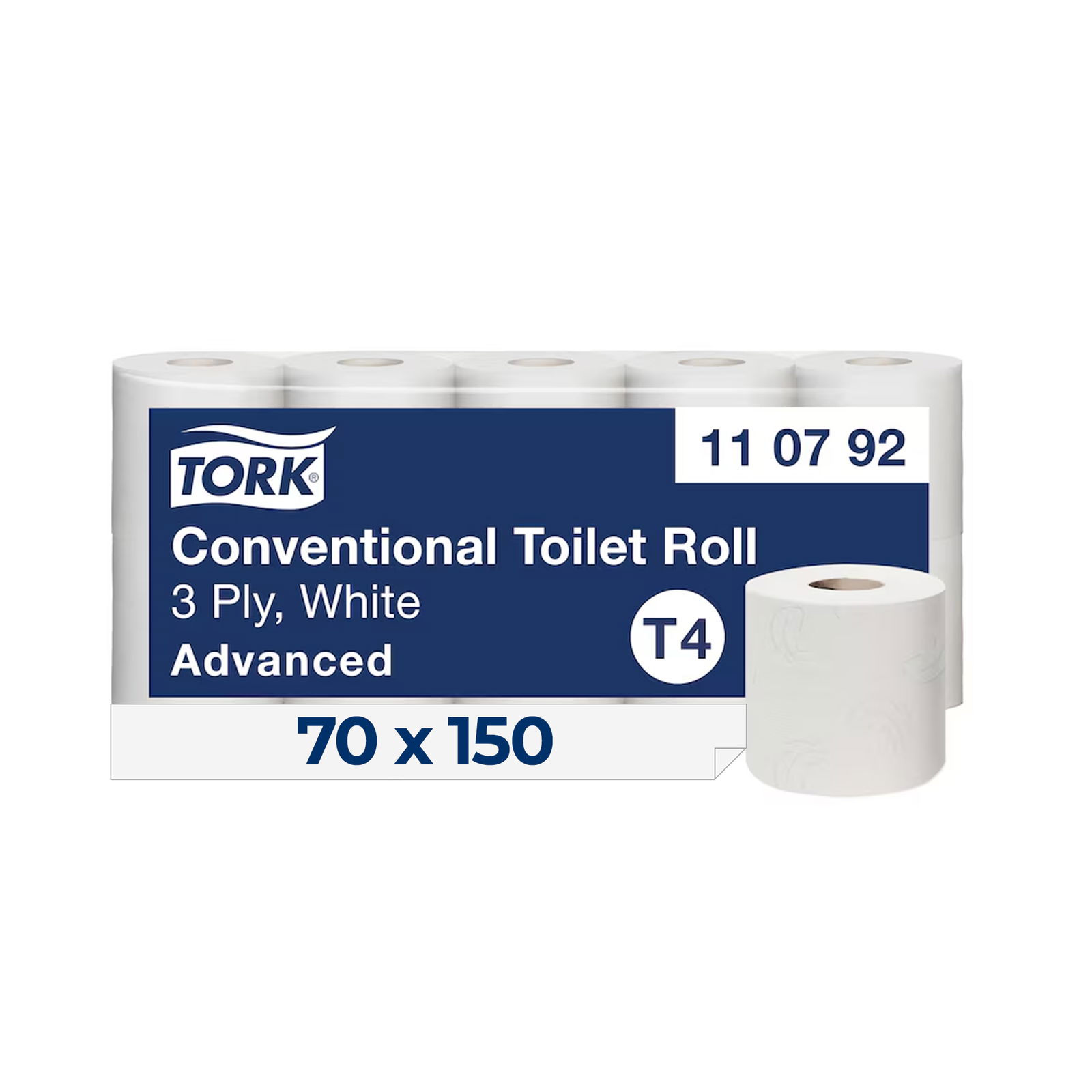 Tork 110792 Toilettenpapier T4 Kleinrollen 3-lagig 70 Rollen Front