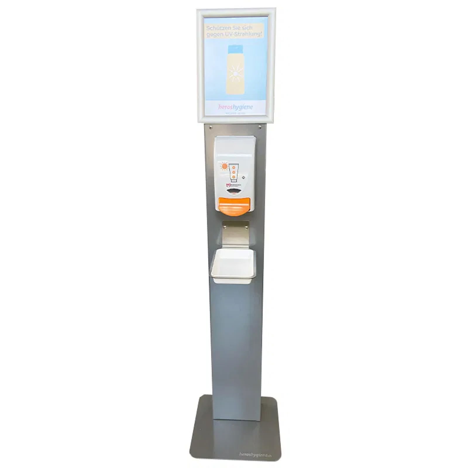 Dispenser di crema solare su colonna in acciaio inox 1000 ml