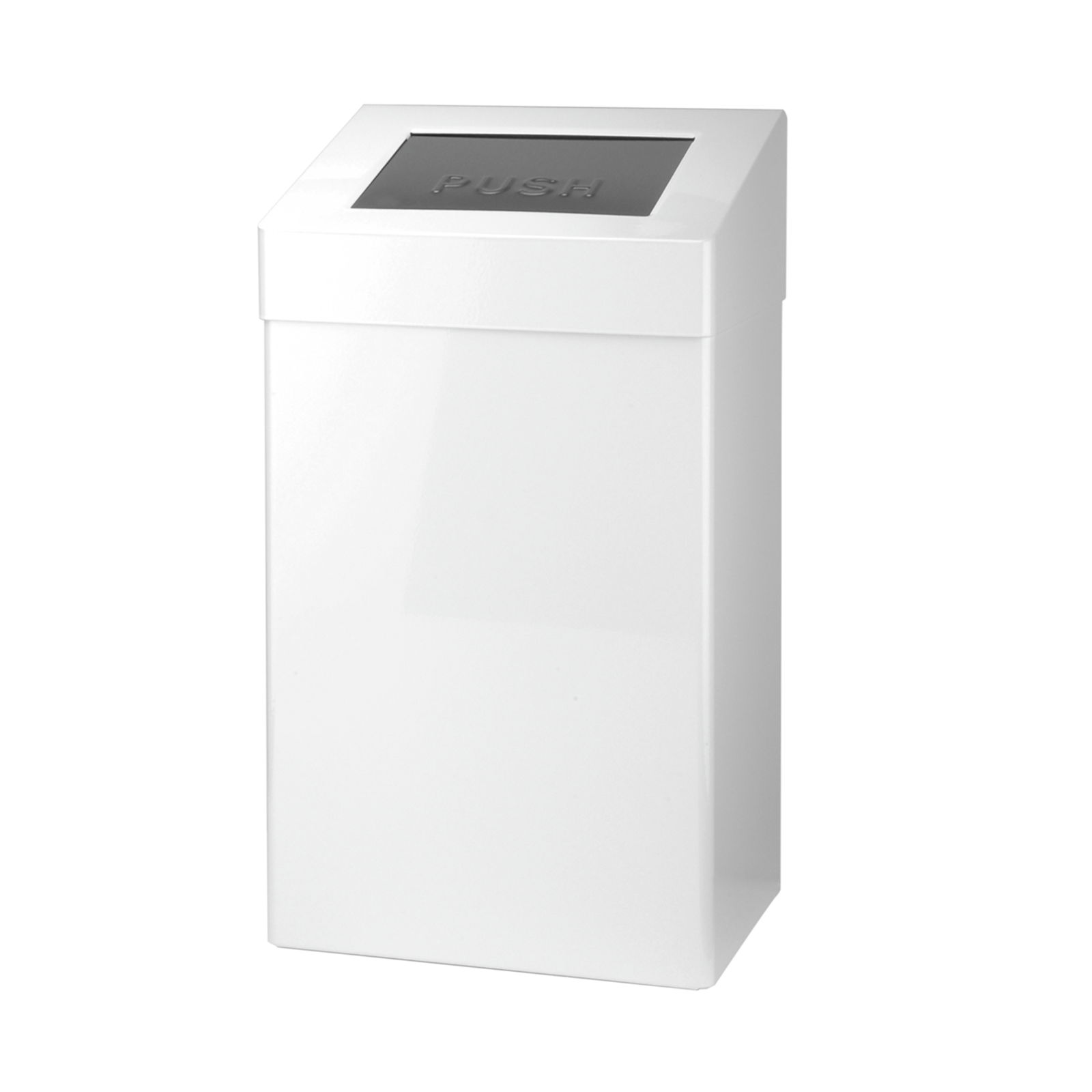 Ophardt 3400246 Abfalleimer mit Einwurfklappe 50 Liter Edelstahl weiss ABU 50 P IW