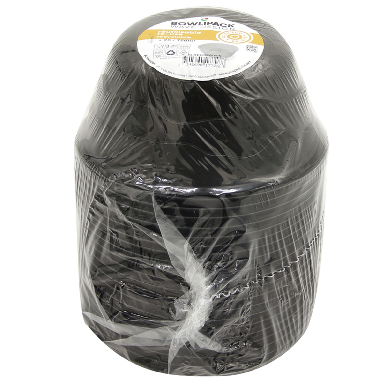 Bol réutilisable noir plastique