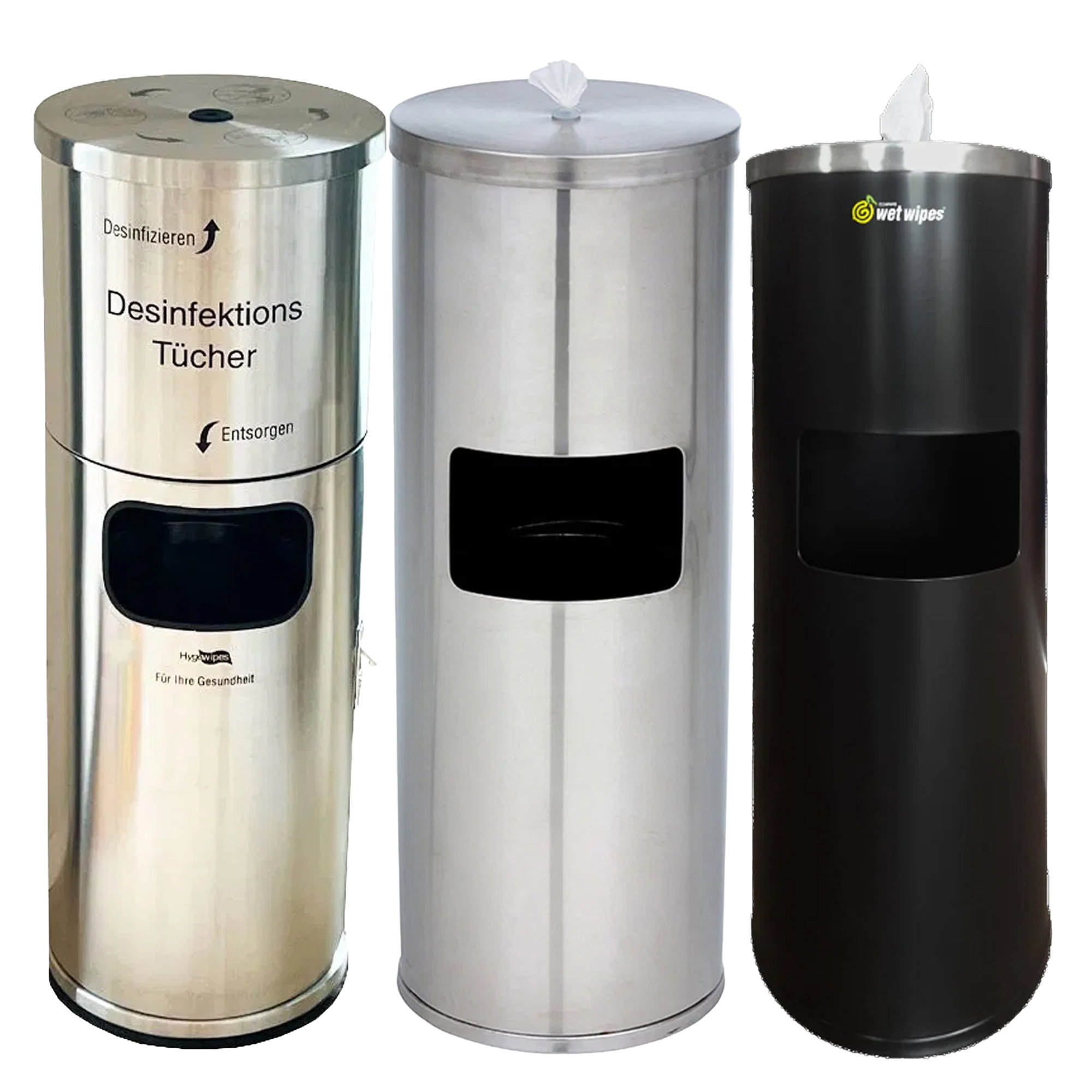 Desinfektions-Tücher, Desinfektionsspender, Hygiene-Behälter, Stahlbehälter, Wand-/Standbehälter