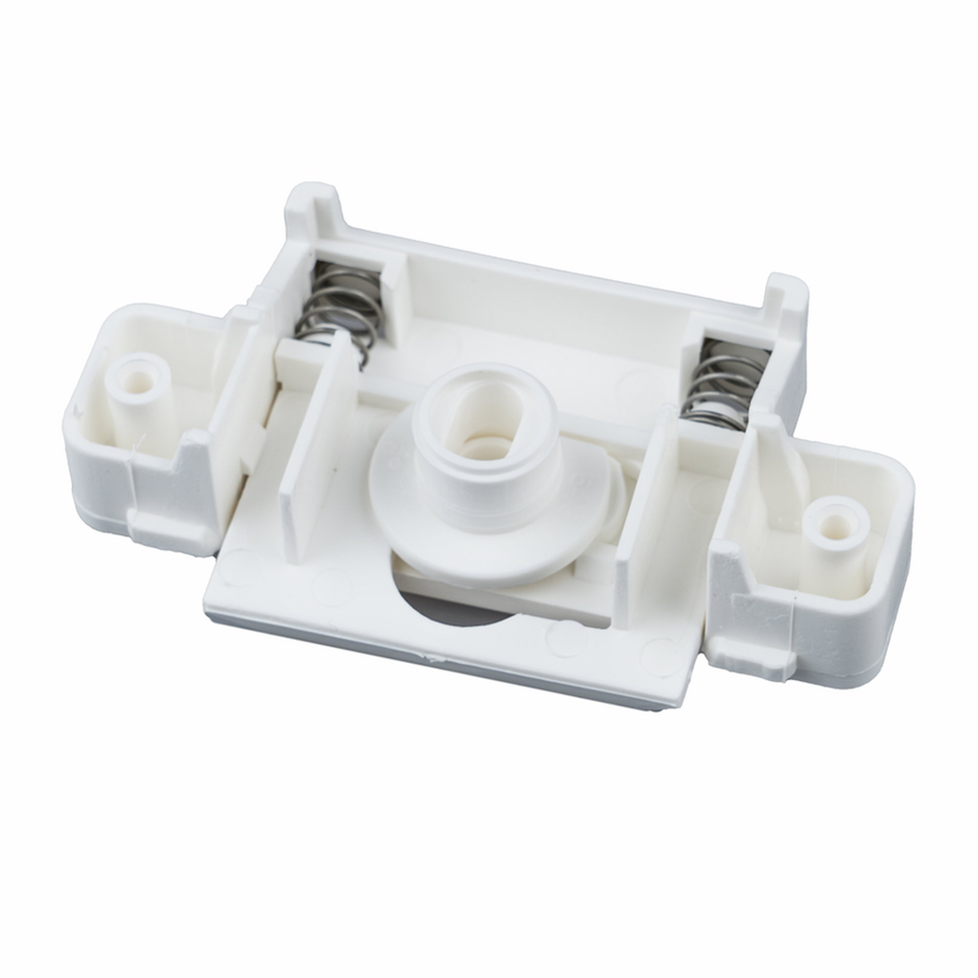 Schloss für SanTRAL Spender, weiße Plastik, Karton? (please ignore), Federmechanismus, Knopf-Aktuator, Befestigungsclip