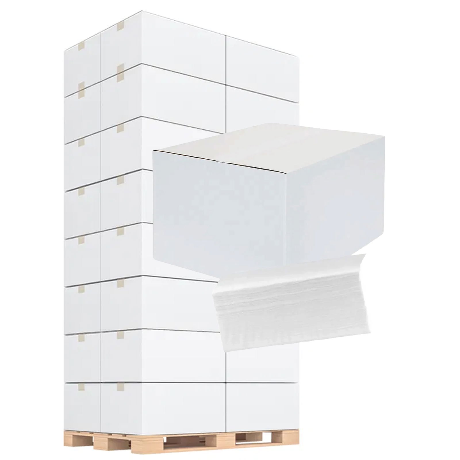 Palette essuie-mains en papier premium pliage Z 2 plis ouate