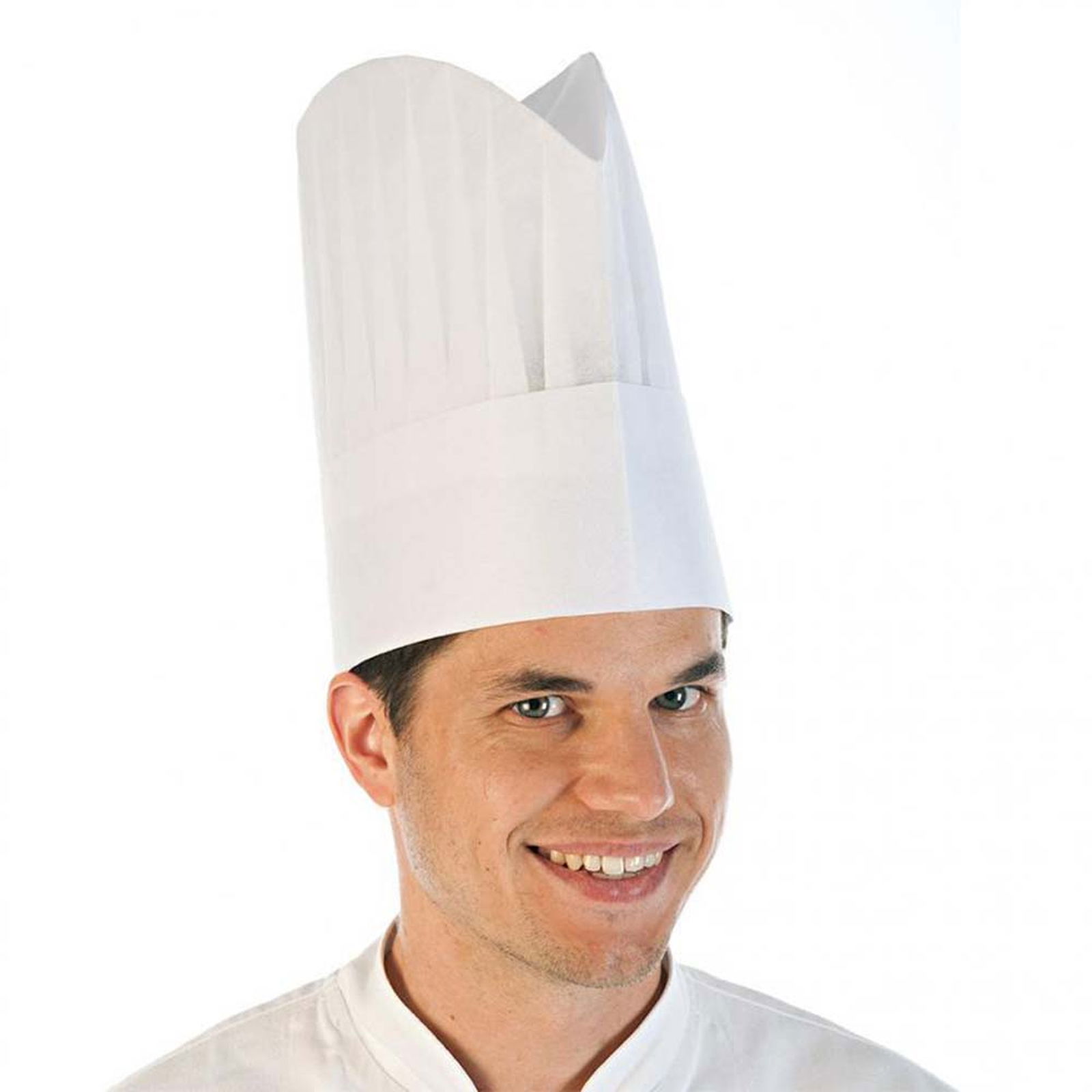 Excellent white chef's hat made of special crepe paper