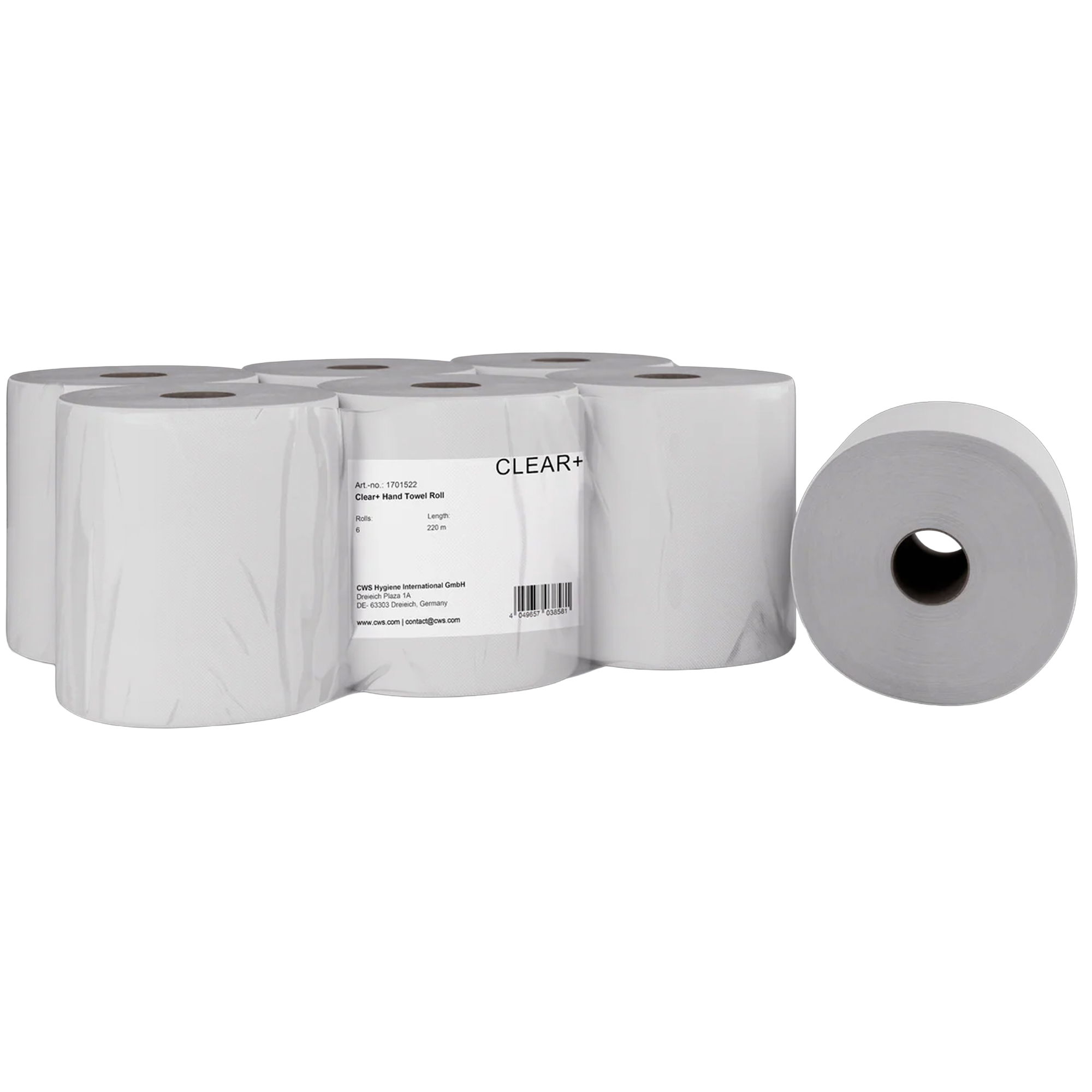 Papierhandtuchrollen | 220 m | 2-lagig | Zellstoff | Clear+