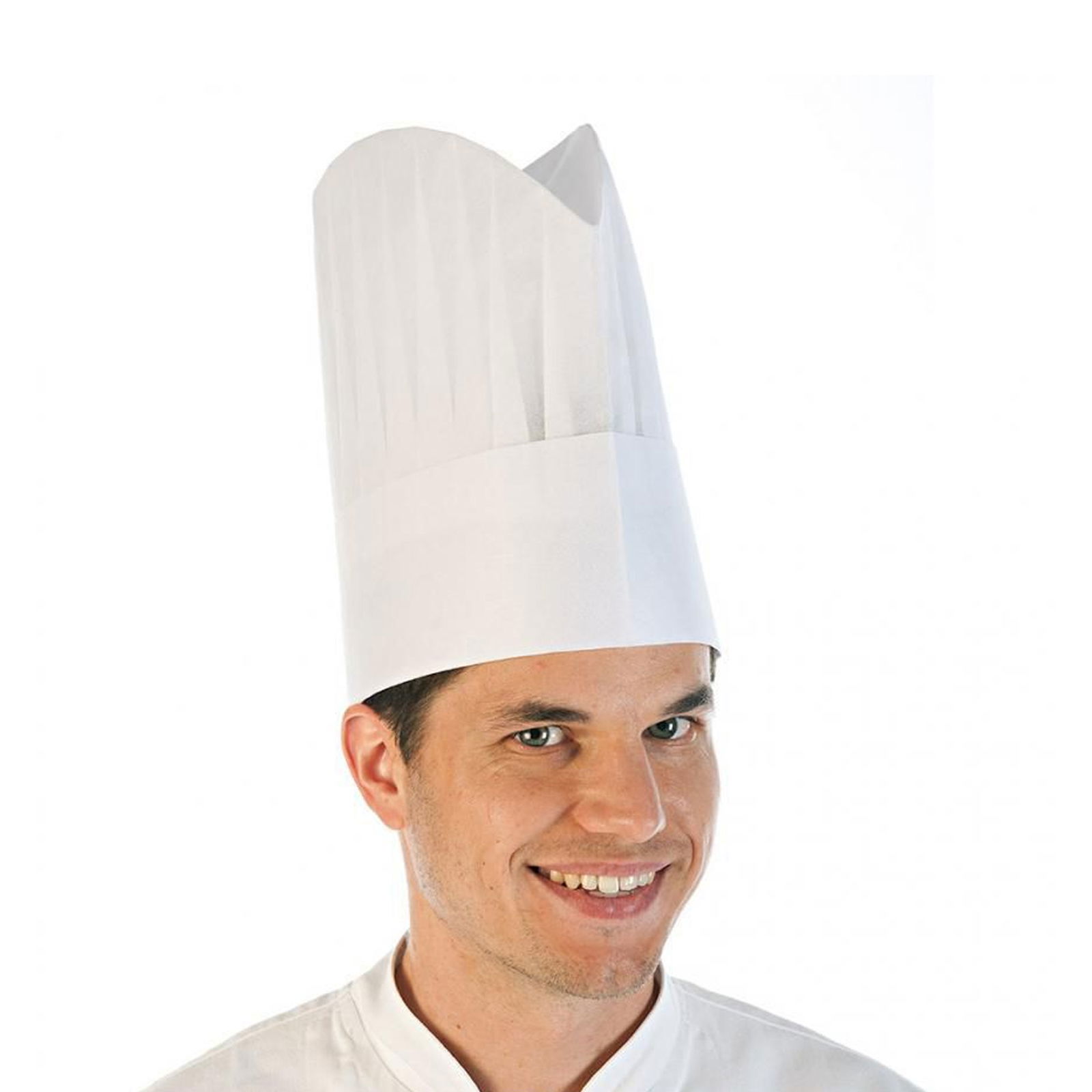 Excellent white embossed paper chef's hat