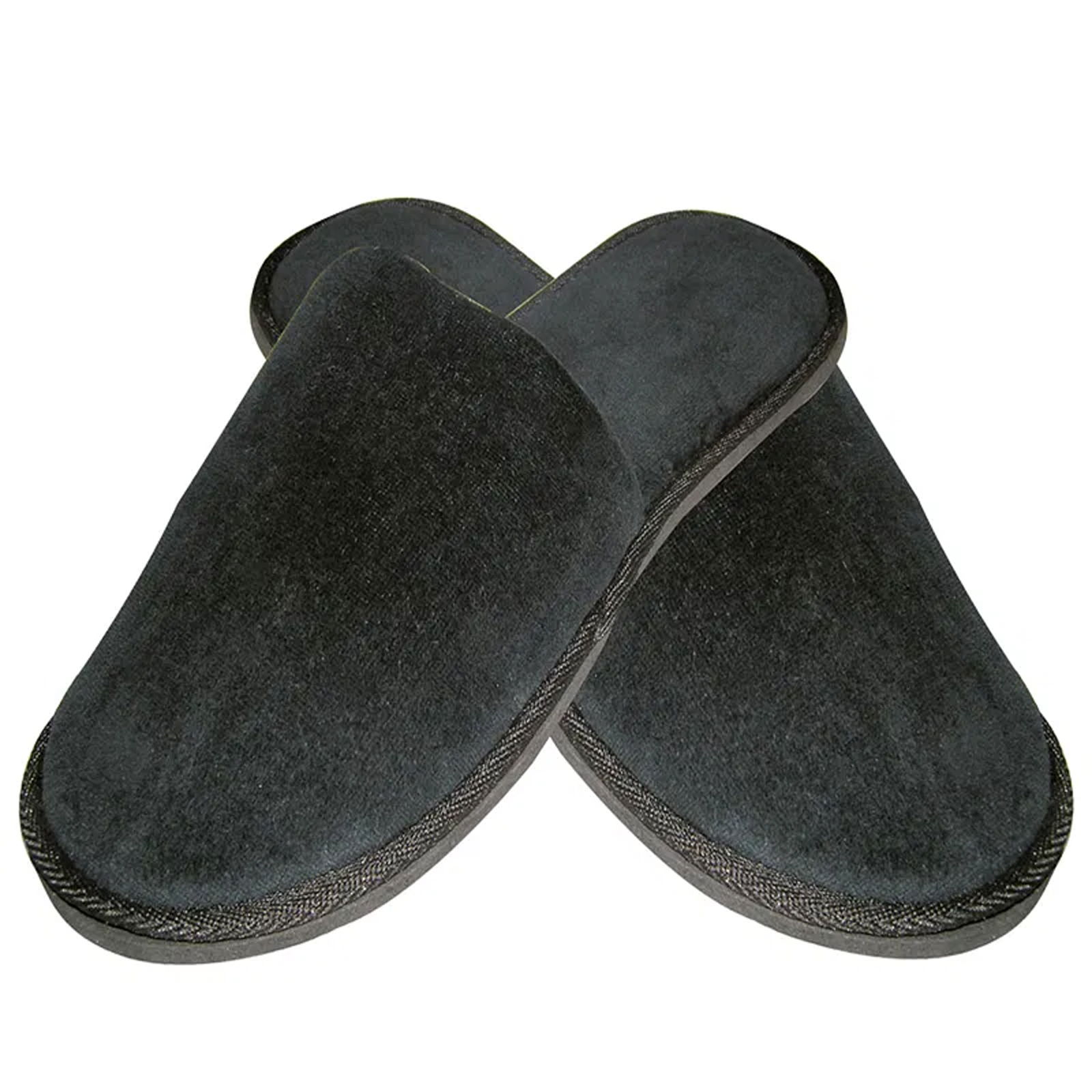 Hotel Slippers Velour Black Closed 28 cm