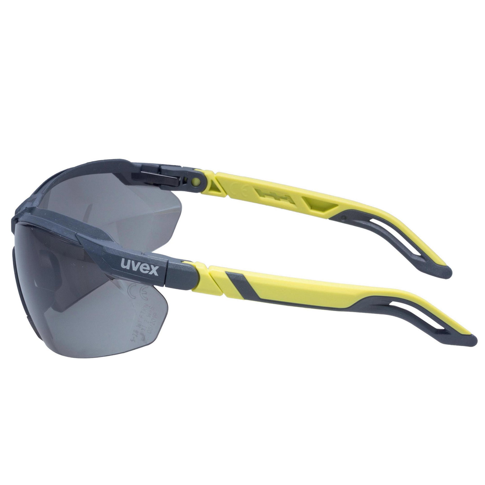 Sonnenbrille, Sportbrille, Polycarbonat, grau verspiegelt, gelb