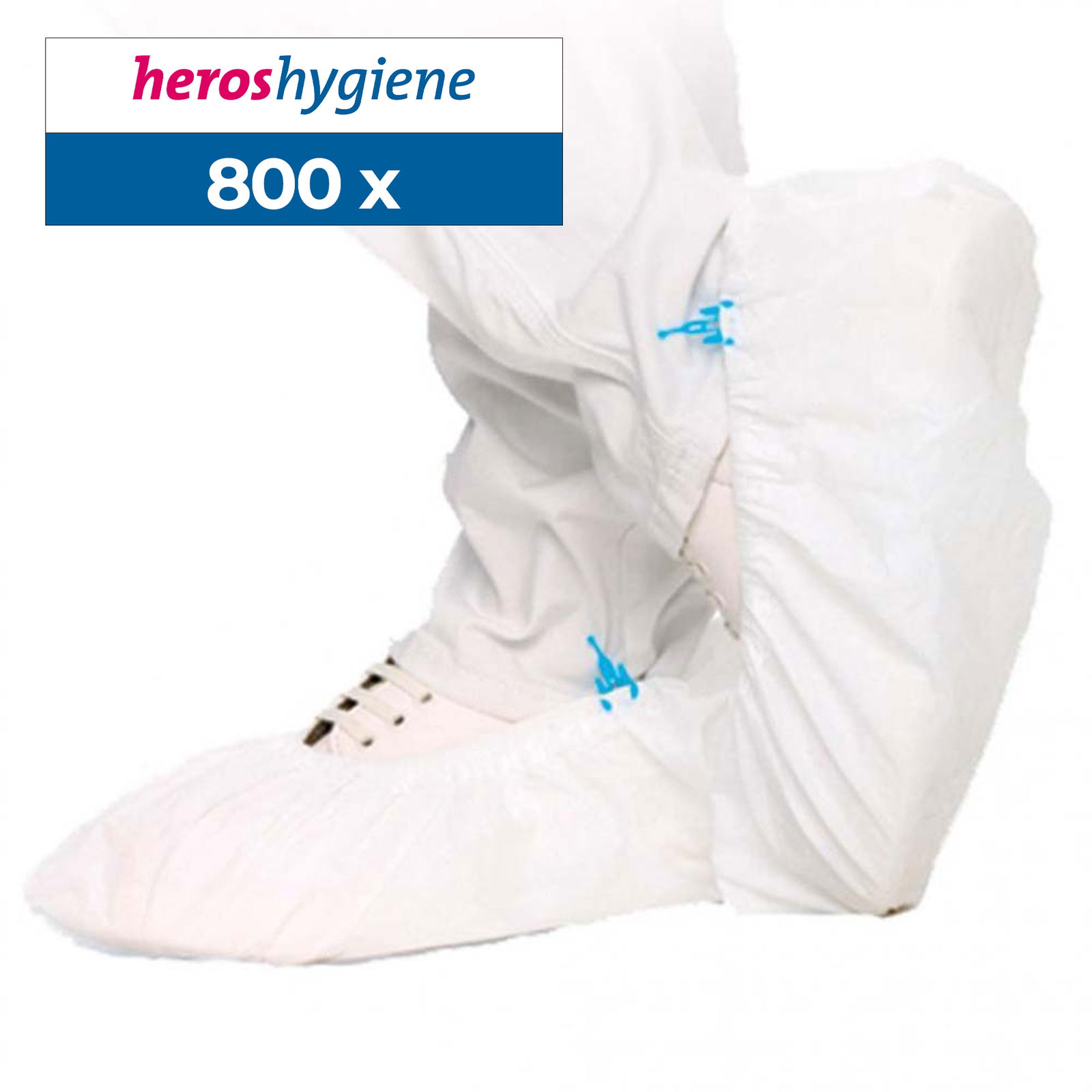 White PP shoe covers with CPE coating for Hygomat