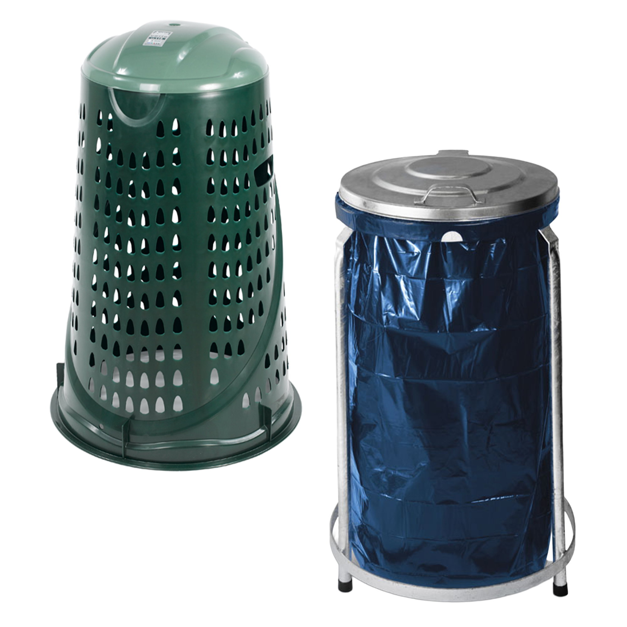 Abfallsackhalter mit Klappdeckel und Sackhaltering | 110 Liter