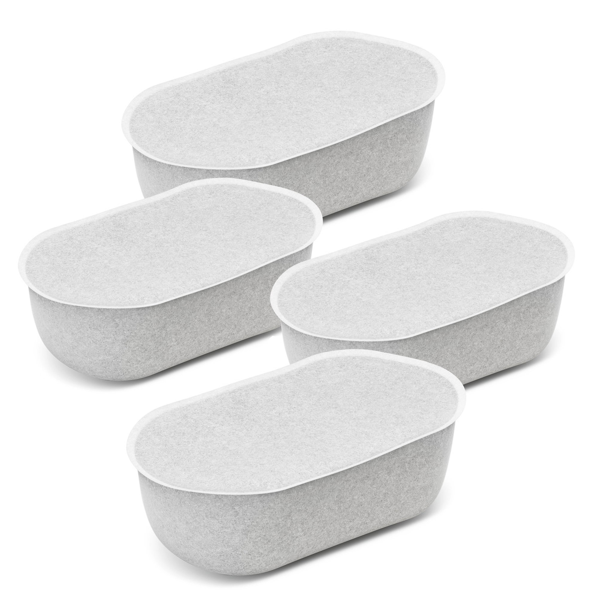 Schüssel, Steinzeug, Grau, ovale Form, Set aus vier