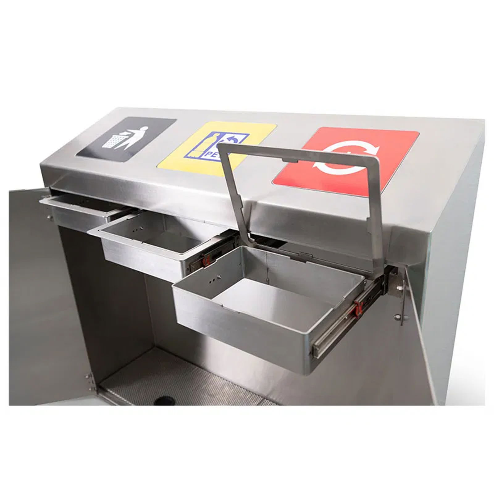 Système de tri des déchets 3 fois, PET, alu, déchets, 3x110l, avec deux cendriers