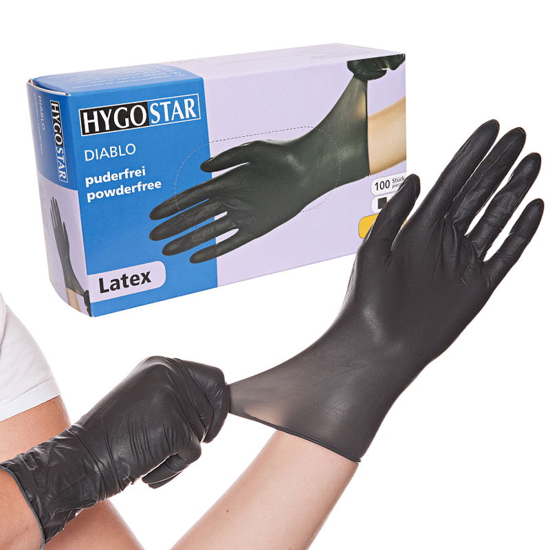 Latex Einweghandschuhe Schwarz puderfrei