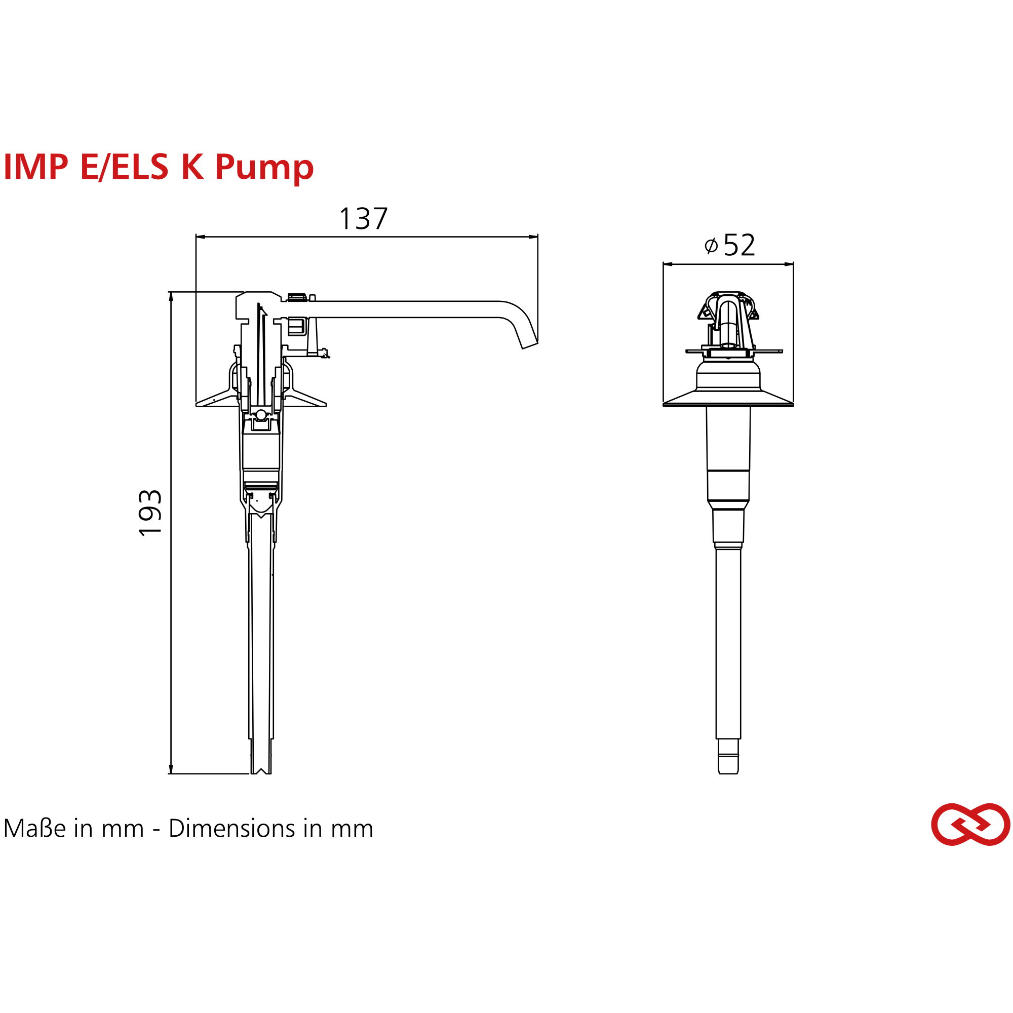 Handarmatur, Küchenarmatur, Auslauf, Ausziehbarer Auslauf, Abmessungen mm