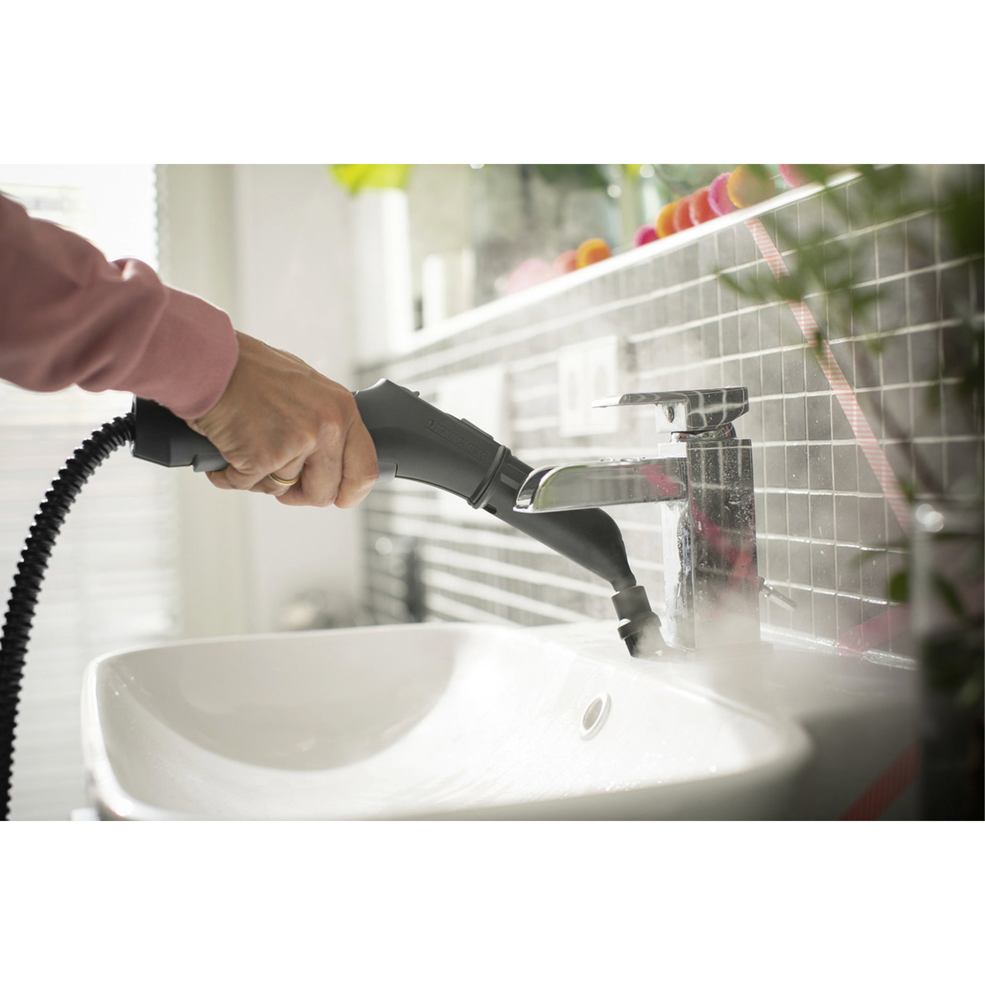 Druckdusche, Waschbecken, Garnitur, Kaltwasserhahn, Badezimmerzubehör