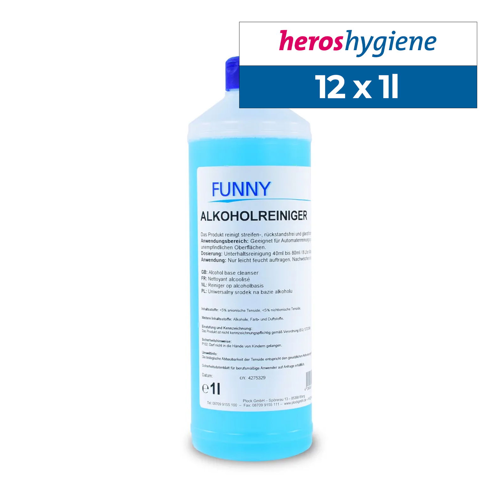 Funny AG-474 Alkoholreiniger Allzweckreiniger 12 x 1 Liter Flaschen