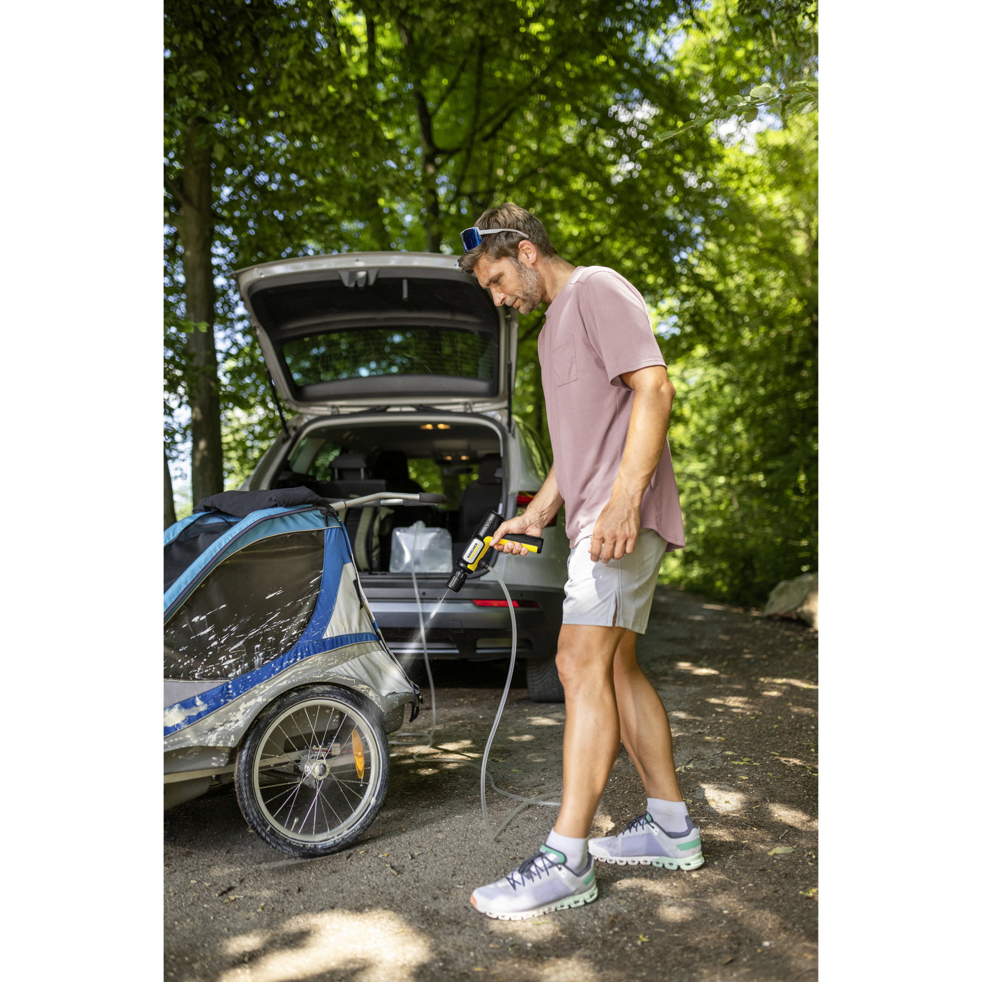 Fahrradanhänger, Campingzubehör, Tragegriff, Pumpe, Sommeroutfit