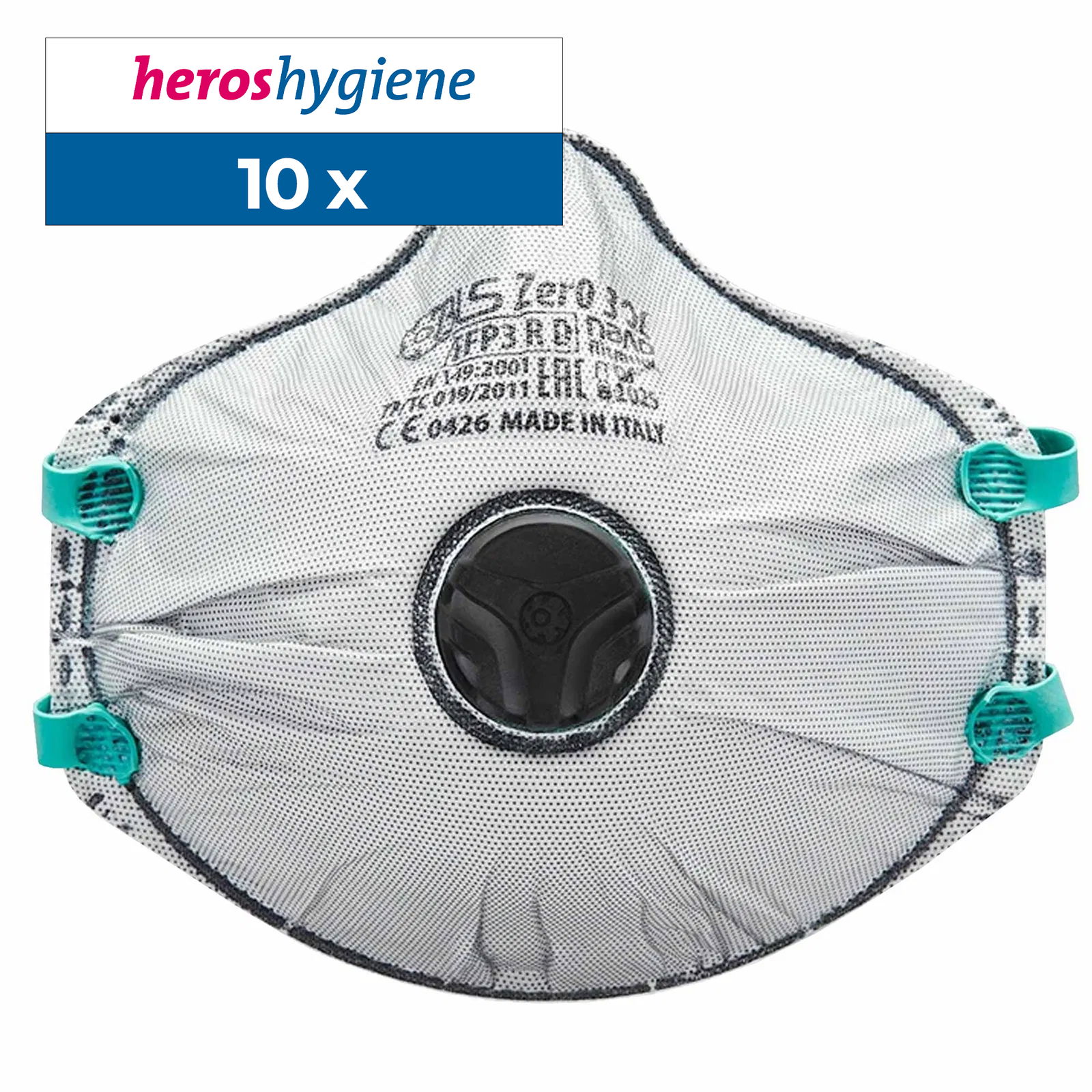 FFP3 Atemschutzmaske BLS Zer0 31C, Ventil und Aktivkohle, 10 Stück