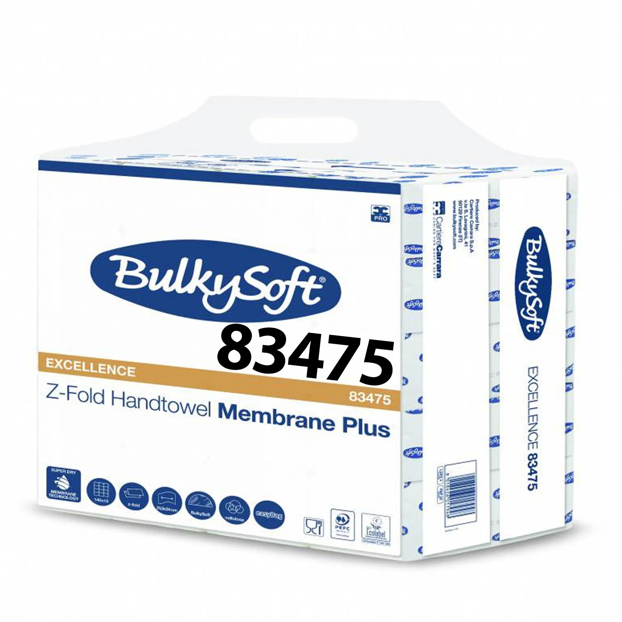 Papierhandtücher Z-Falz | 3-lagig | Zellstoff | BulkySoft Membrane Plus