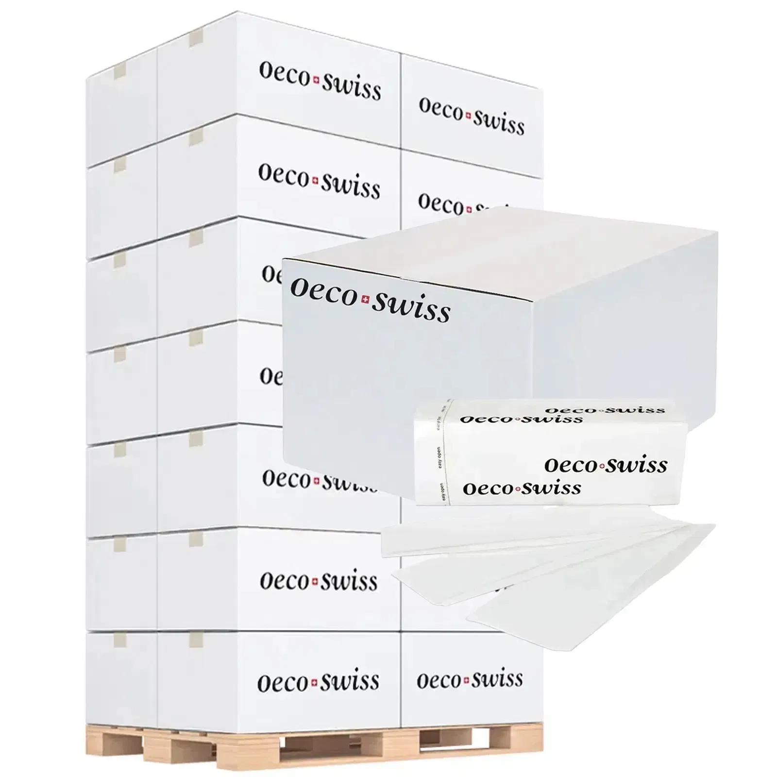 Palette essuie-mains en papier premium pliage Z 2 plis ouate