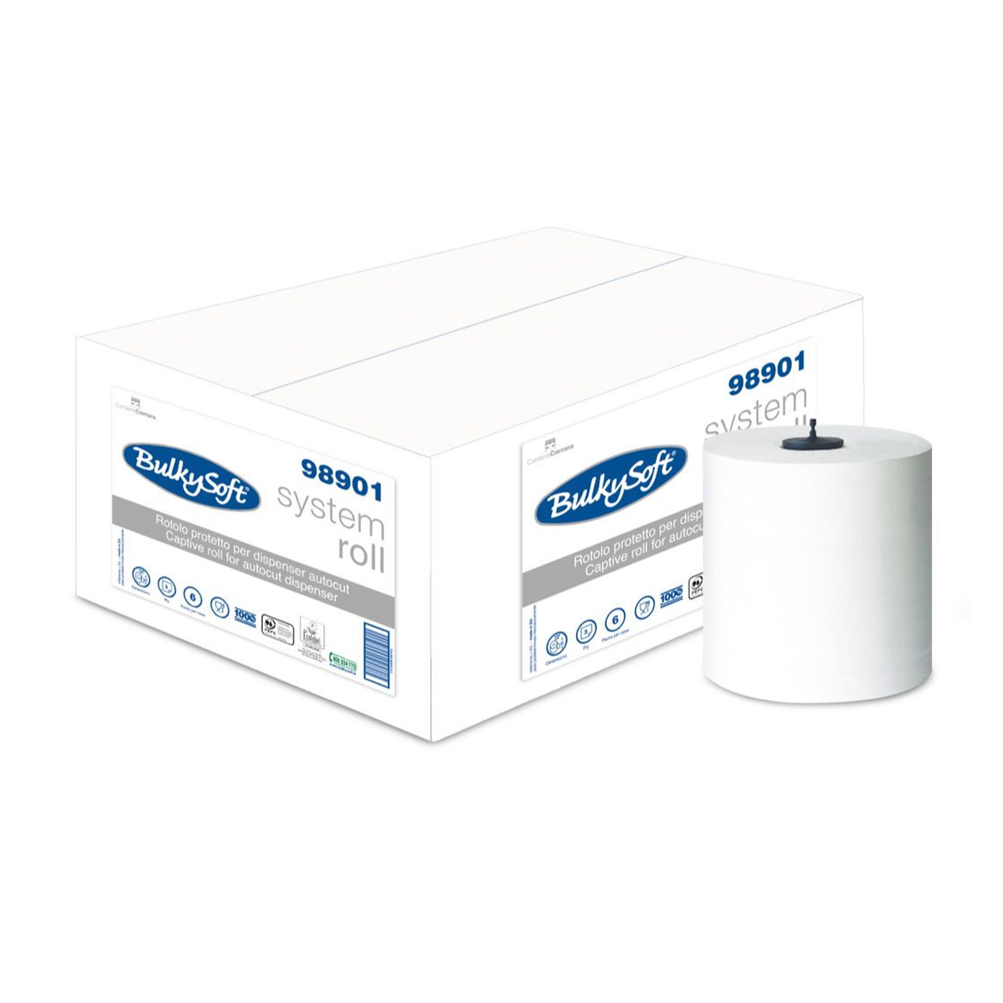 Papierhandtuchrollen | 100 m | 3-lagig | Zellstoff | BulkySoft 98901