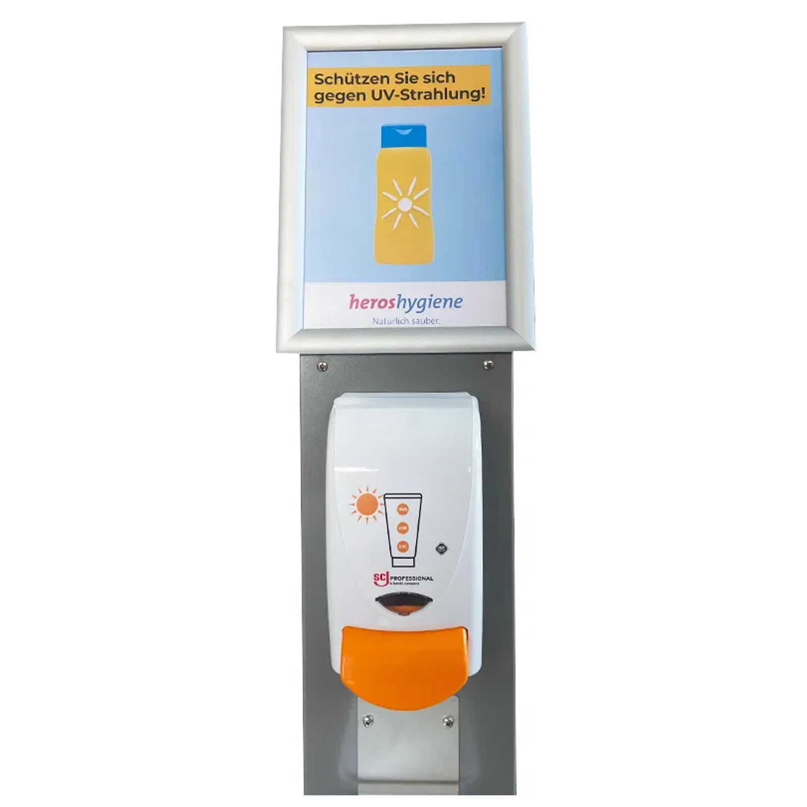 Dispenser di crema solare su colonna in acciaio inox 1000 ml